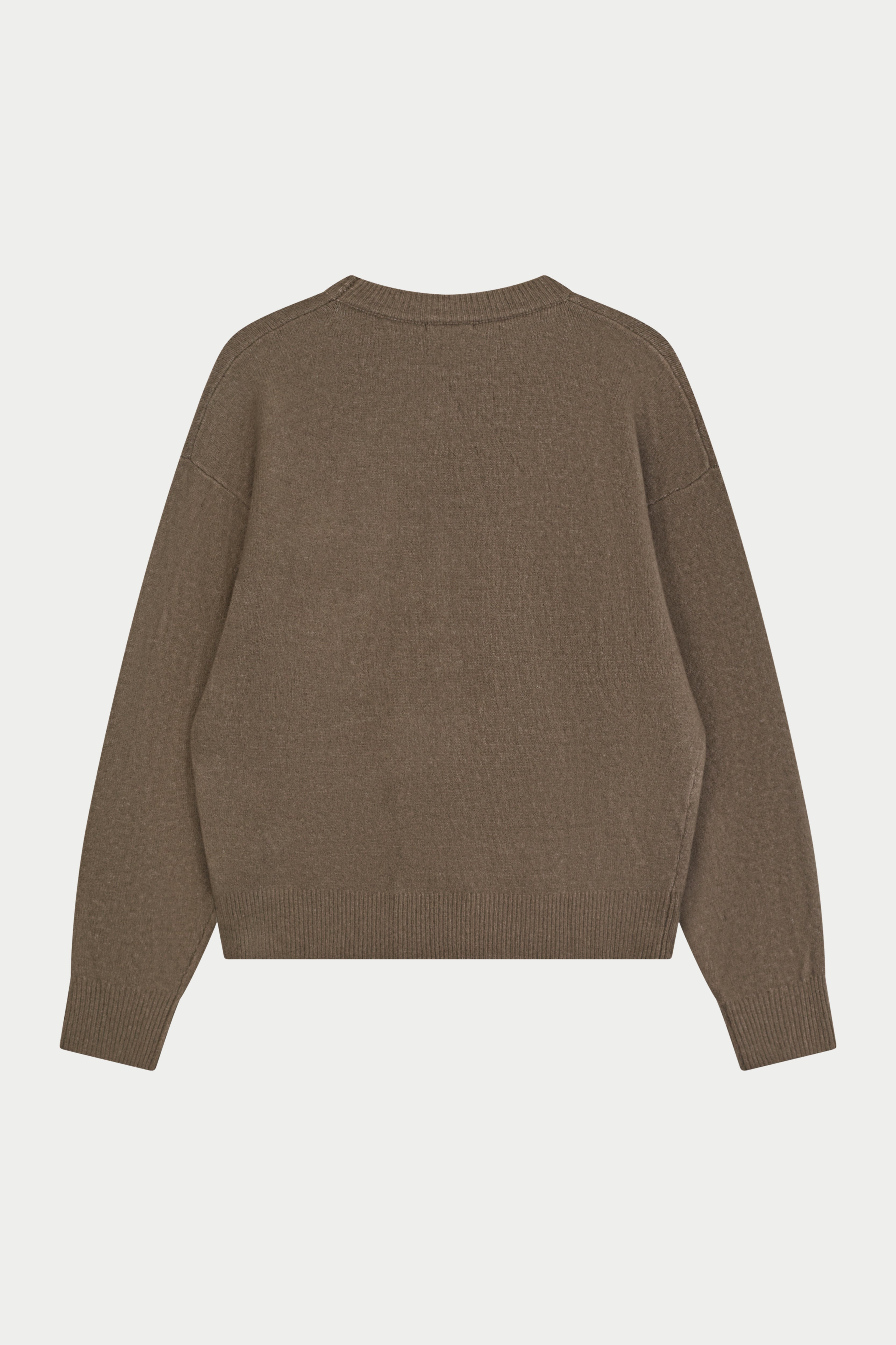 EMBLEM FLUFFY KNIT CREW - MUSHROOM