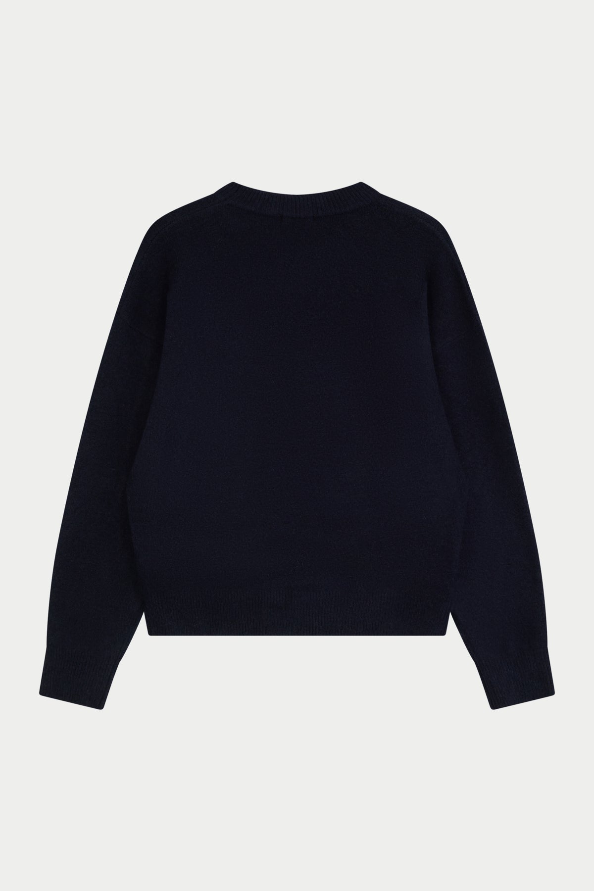 EMBLEM FLUFFY KNIT CREW - NAVY