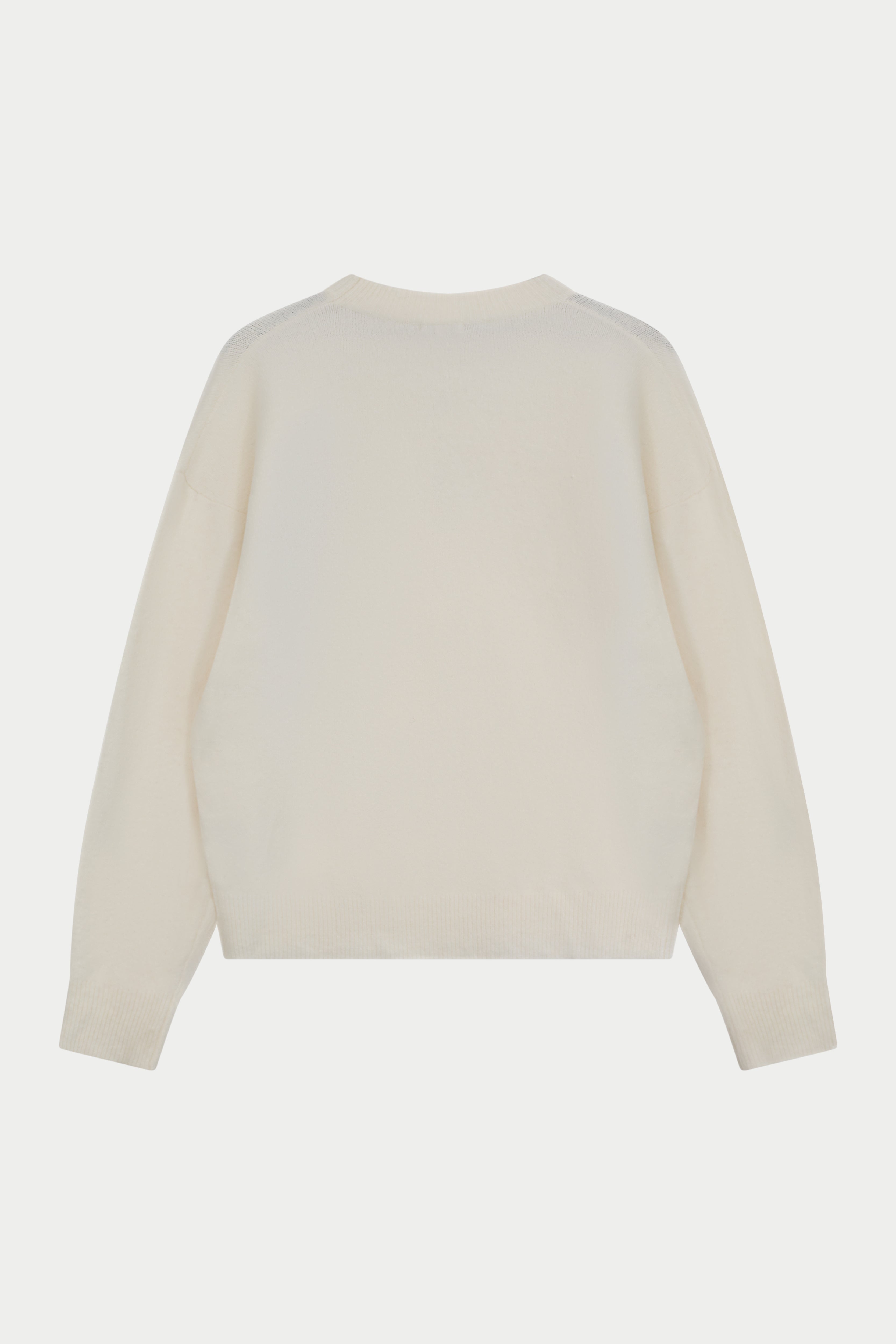 EMBLEM FLUFFY KNIT CREW - OFF WHITE