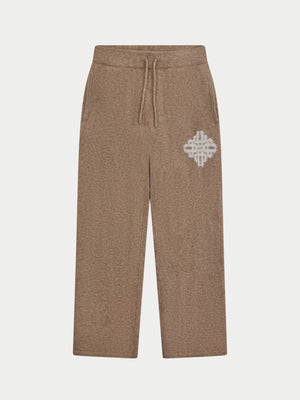EMBLEM FLUFFY KNIT JOGGERS - BEIGE