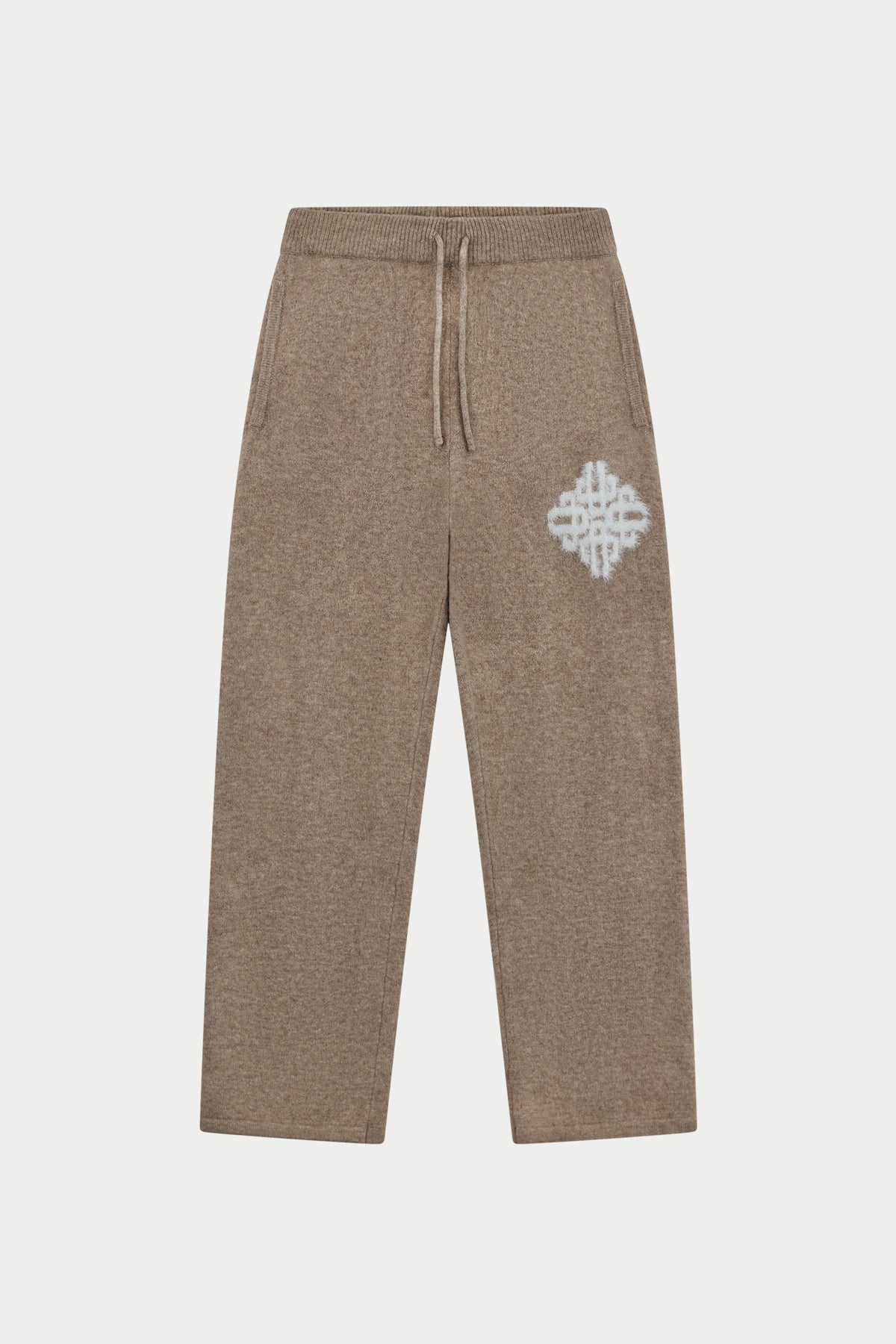 EMBLEM FLUFFY KNIT JOGGERS - BEIGE