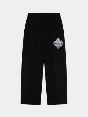 EMBLEM FLUFFY KNIT JOGGERS - BLACK
