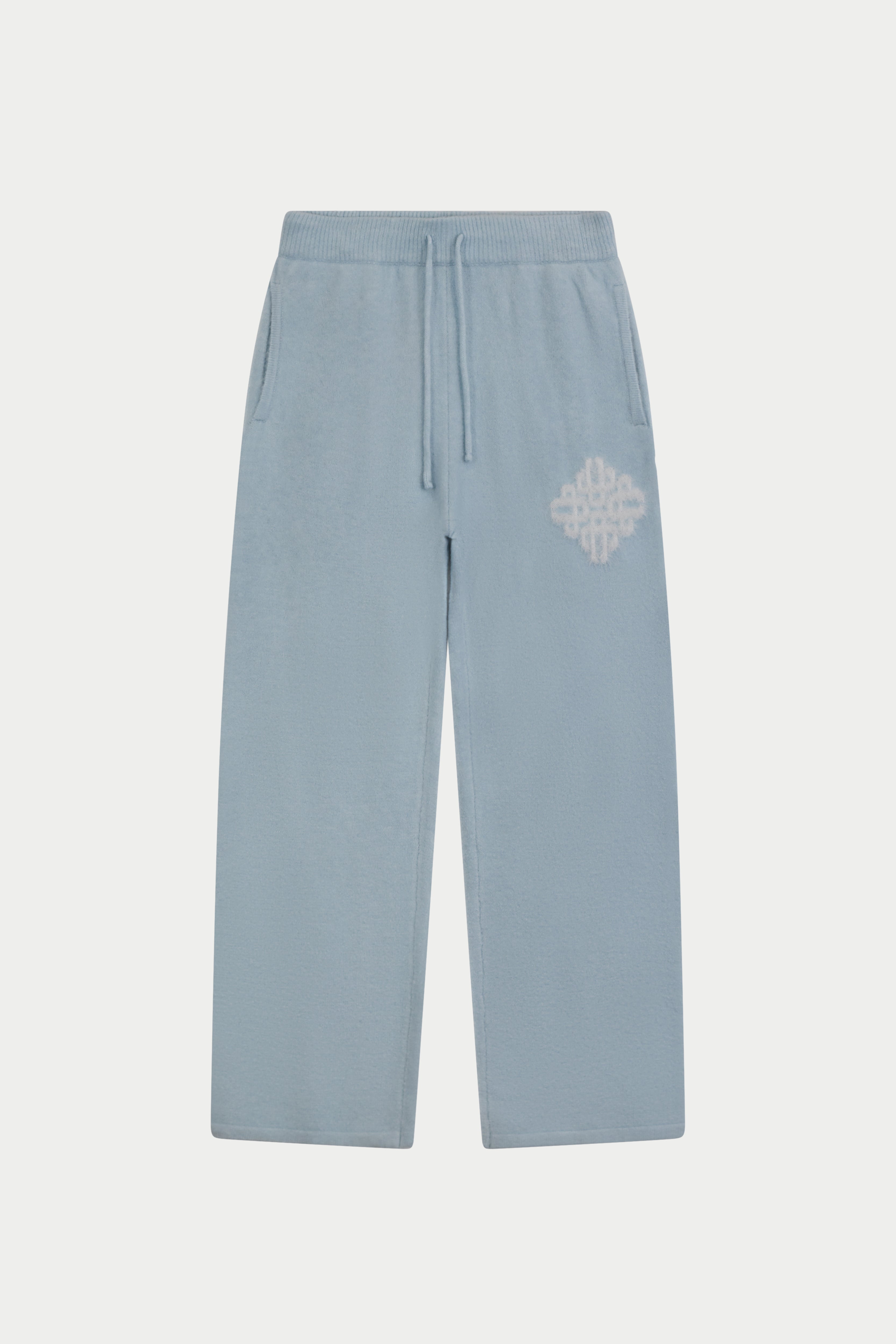 EMBLEM FLUFFY KNIT JOGGERS - BLUE