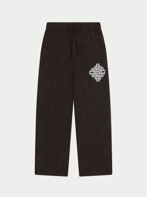 EMBLEM FLUFFY KNIT JOGGERS - BROWN