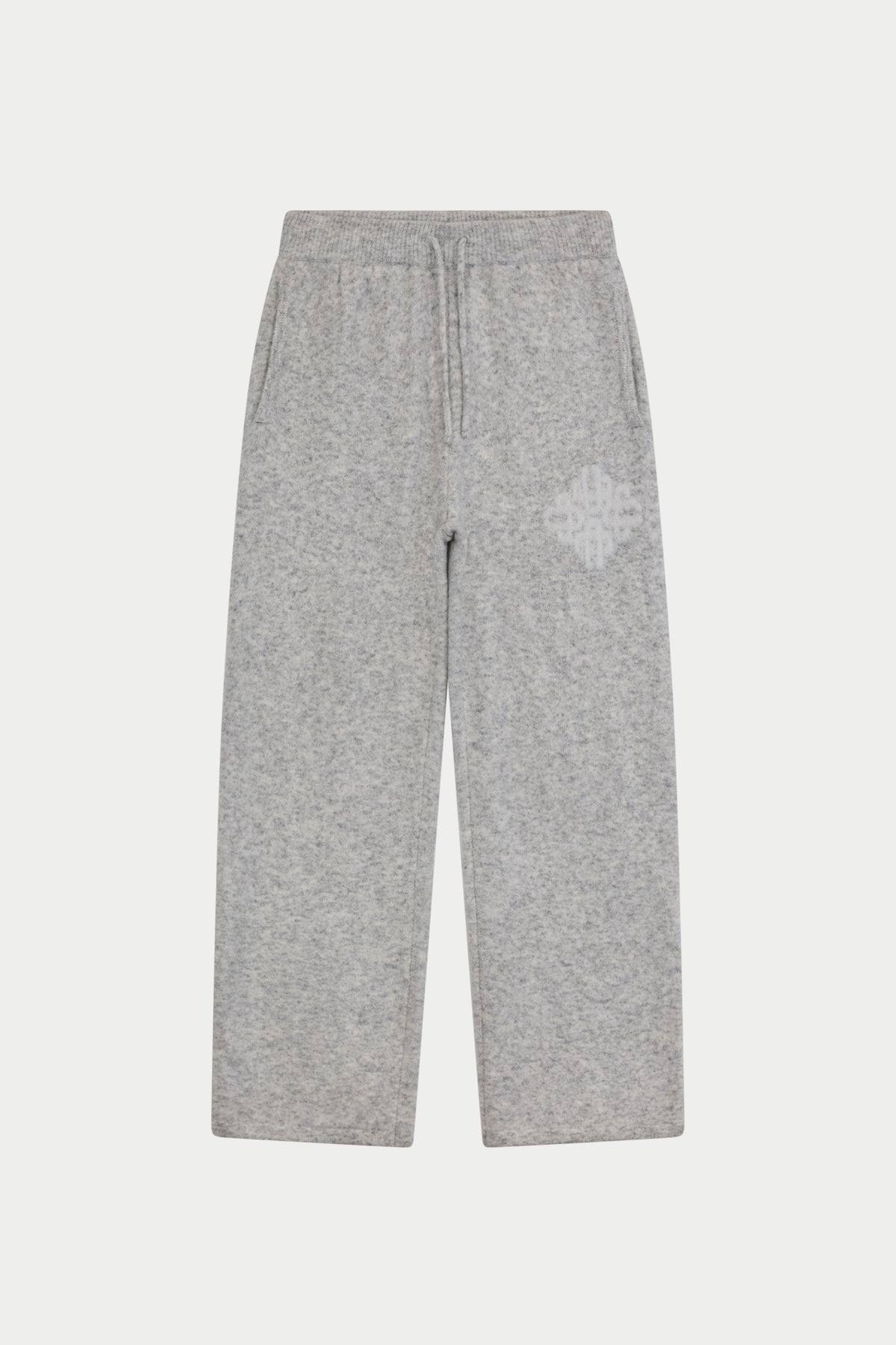 EMBLEM FLUFFY KNIT JOGGERS - GREY MARL