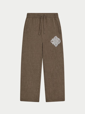EMBLEM FLUFFY KNIT JOGGERS - MUSHROOM