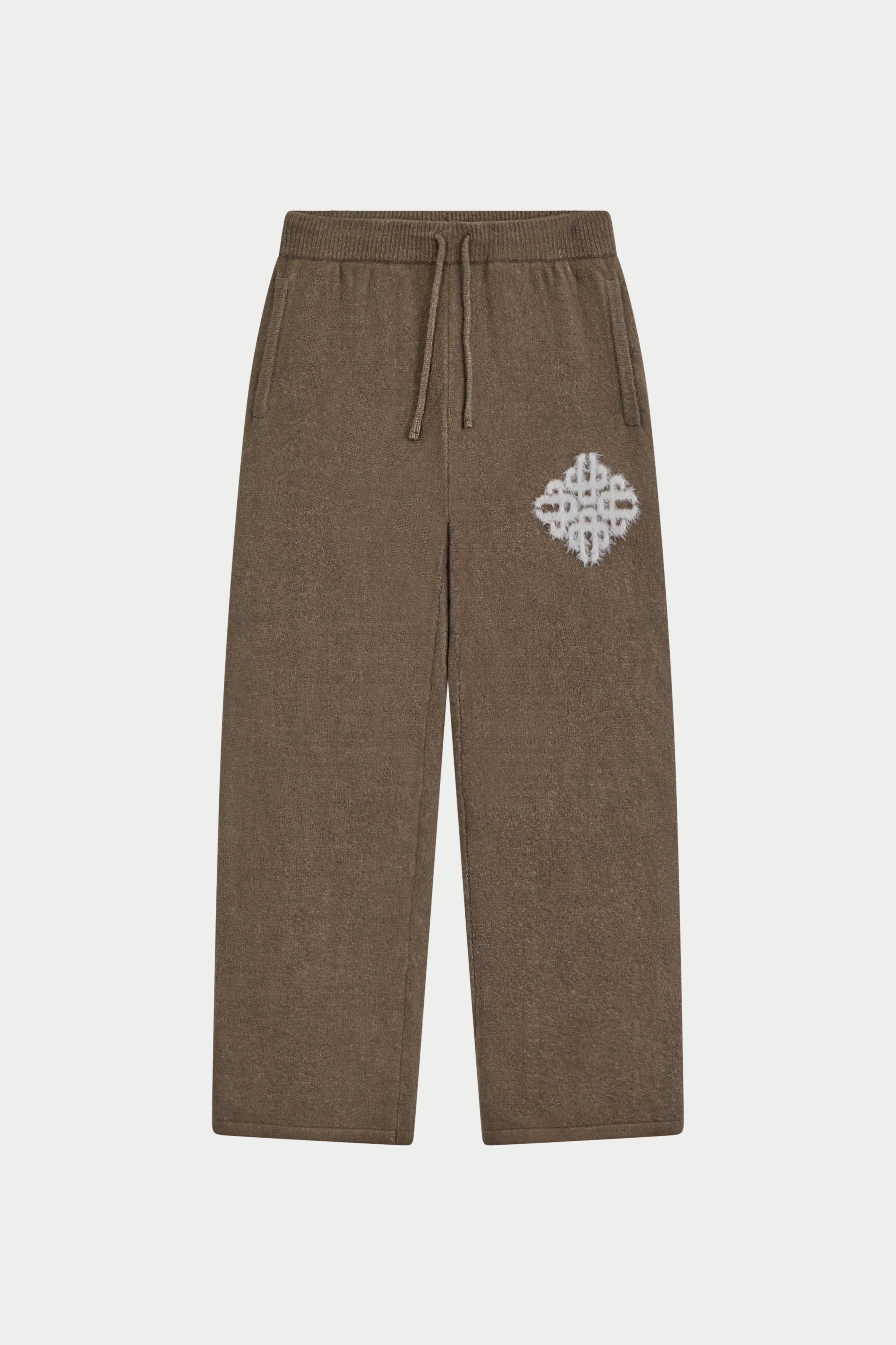 EMBLEM FLUFFY KNIT JOGGERS - MUSHROOM