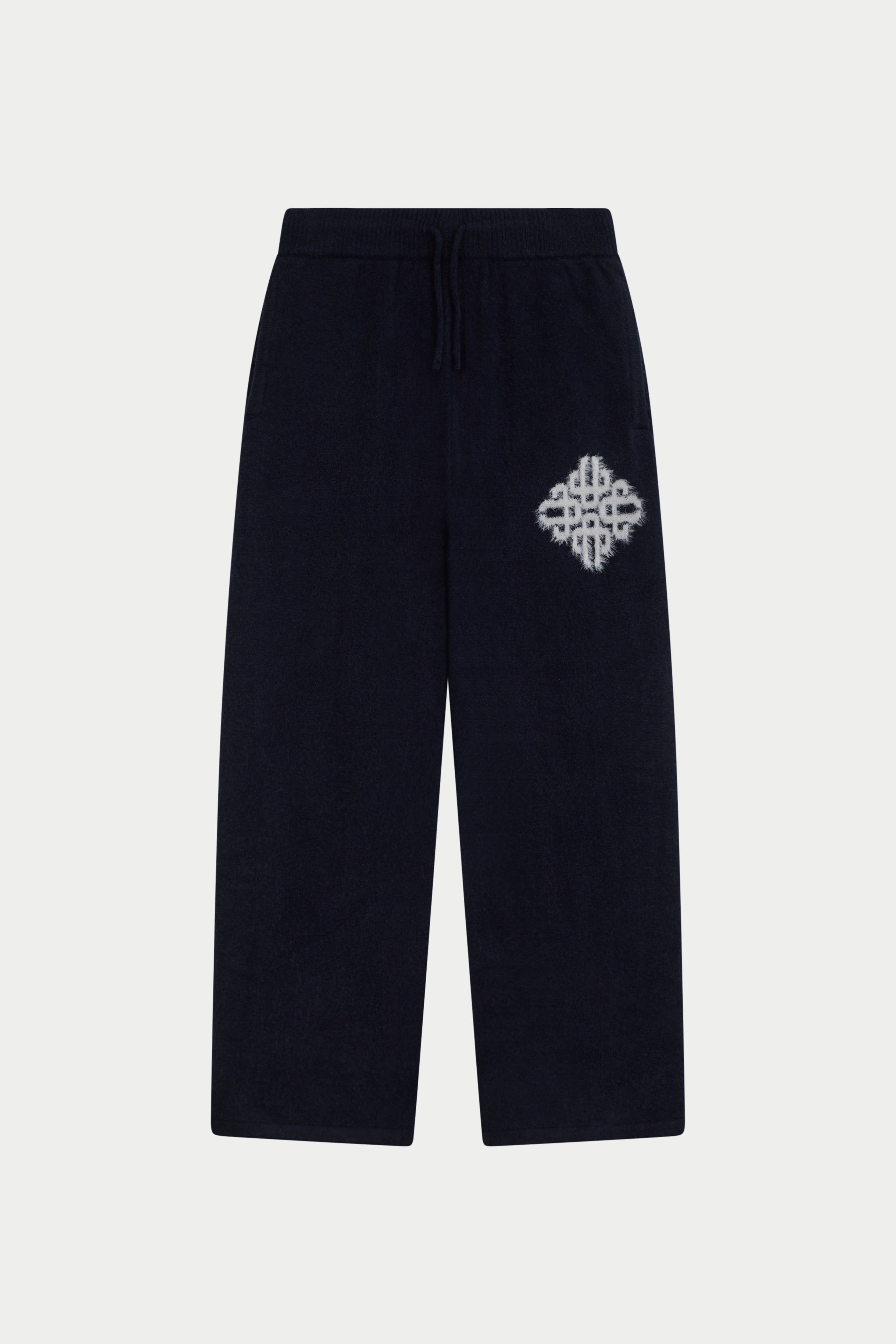 EMBLEM FLUFFY KNIT JOGGERS - NAVY