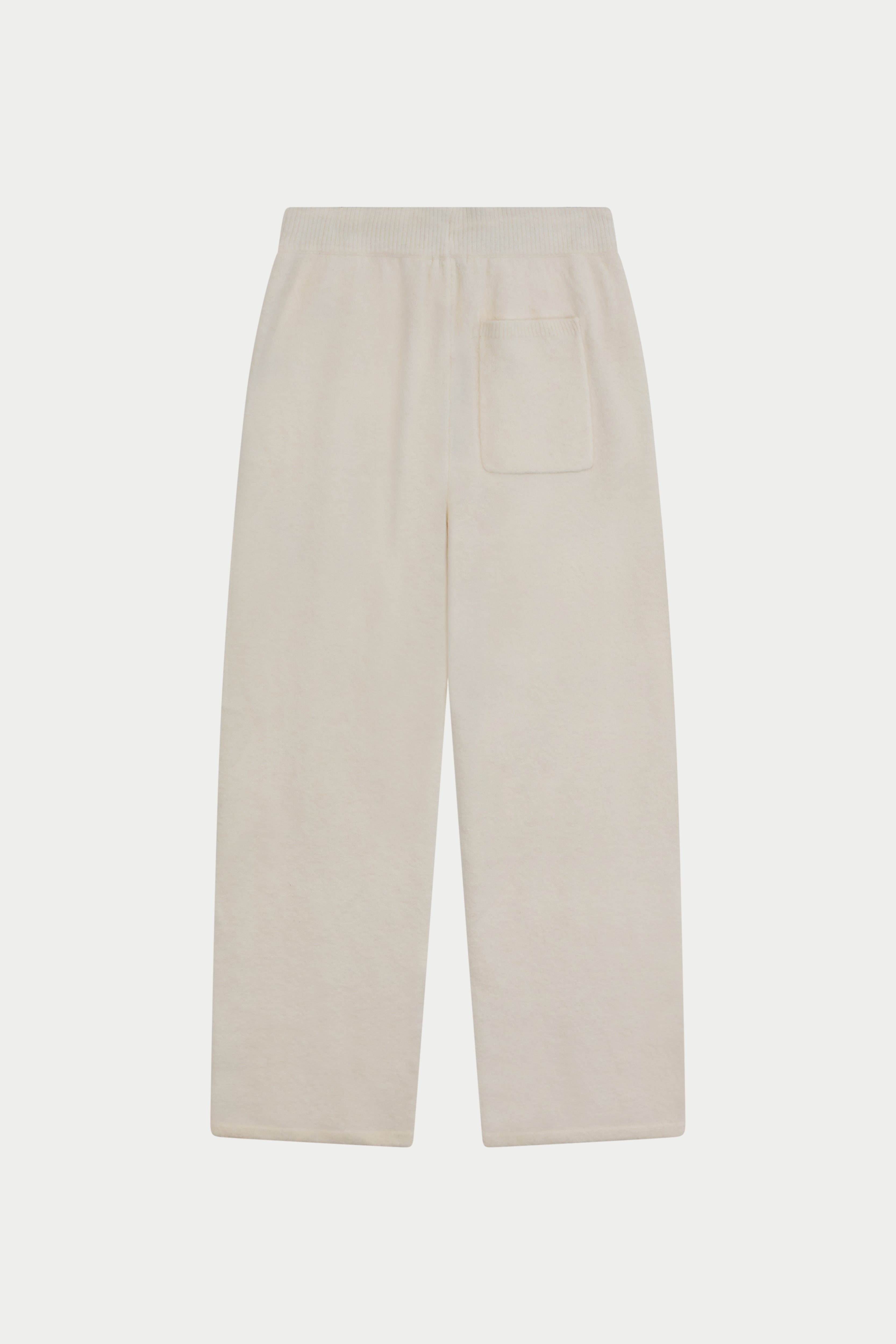 EMBLEM FLUFFY KNIT JOGGERS - OFF WHITE