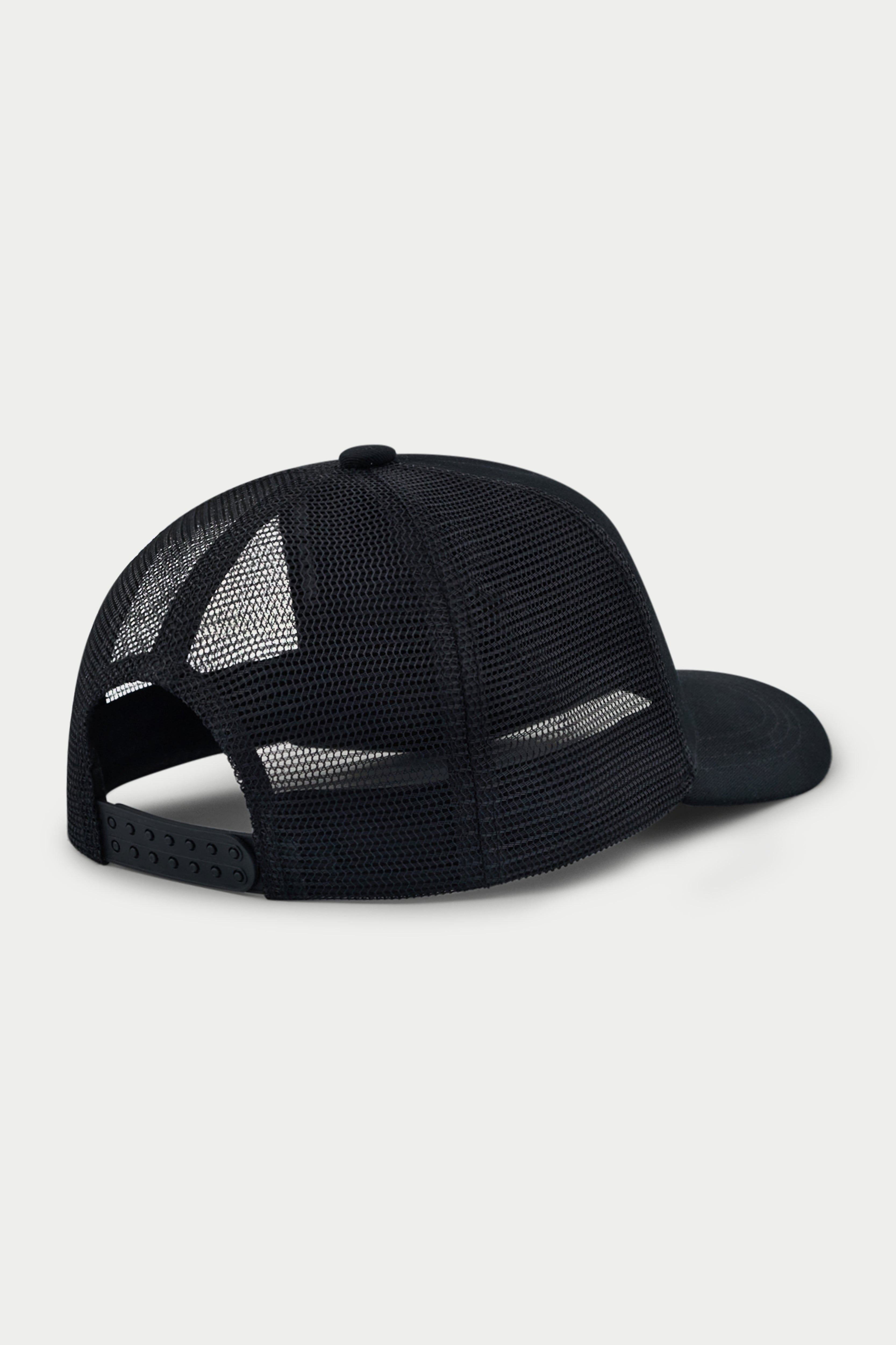 Black mesh cap on a white background