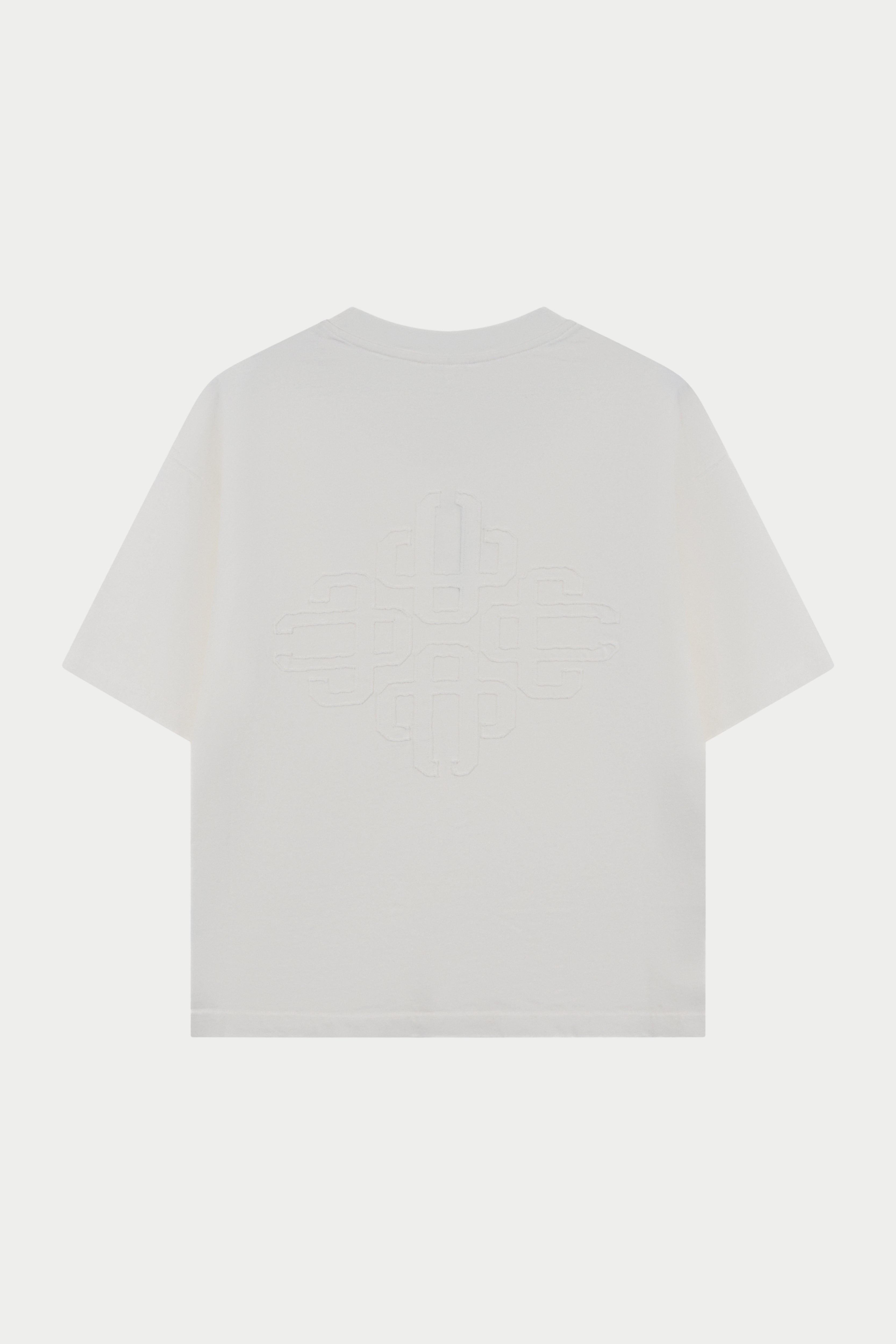 DISTRESSED APPLIQUE T-SHIRT - OFF WHITE