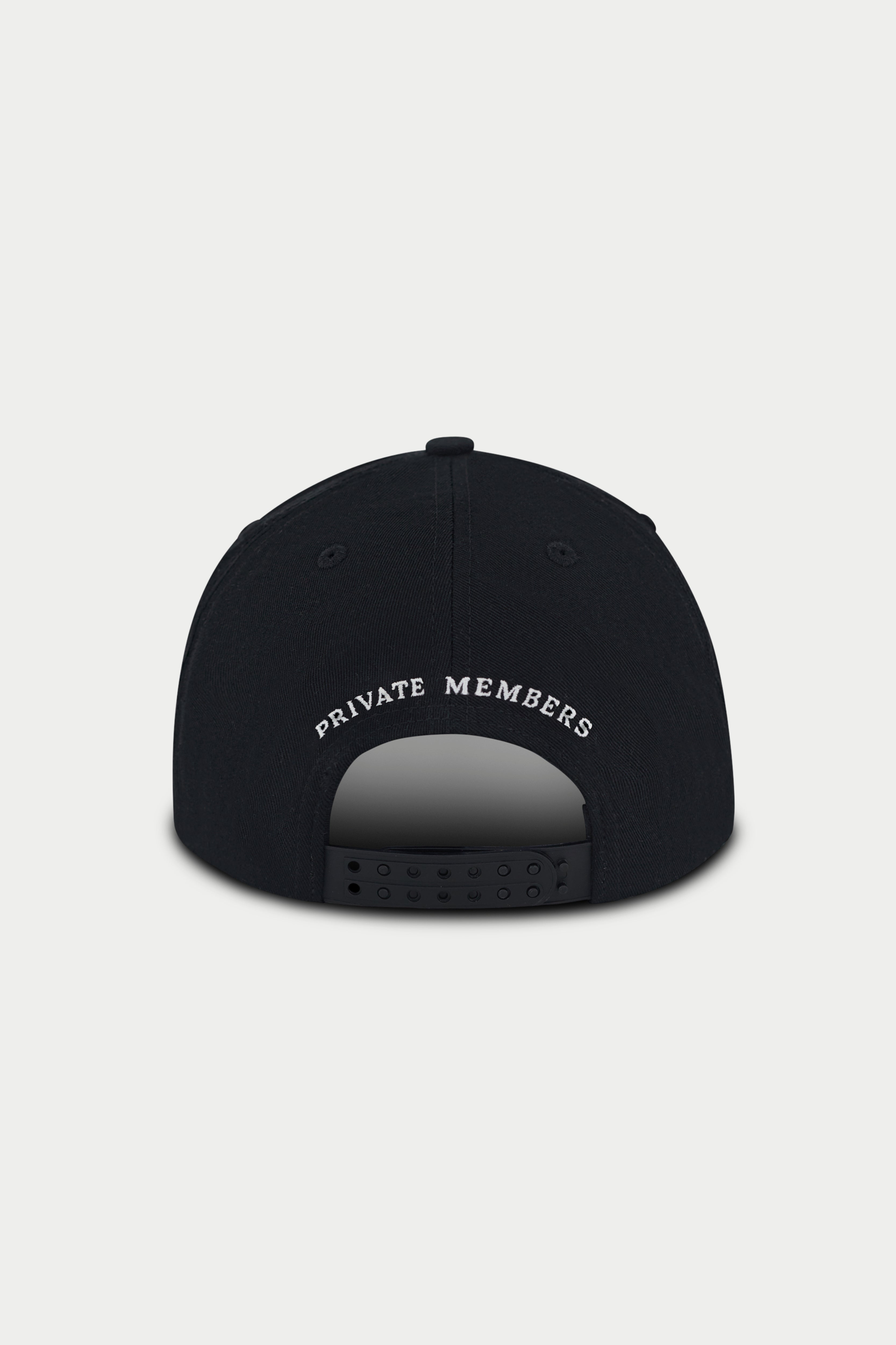 PRIVATE MEMBERS CLUB SCRIPT CAP - BLACK