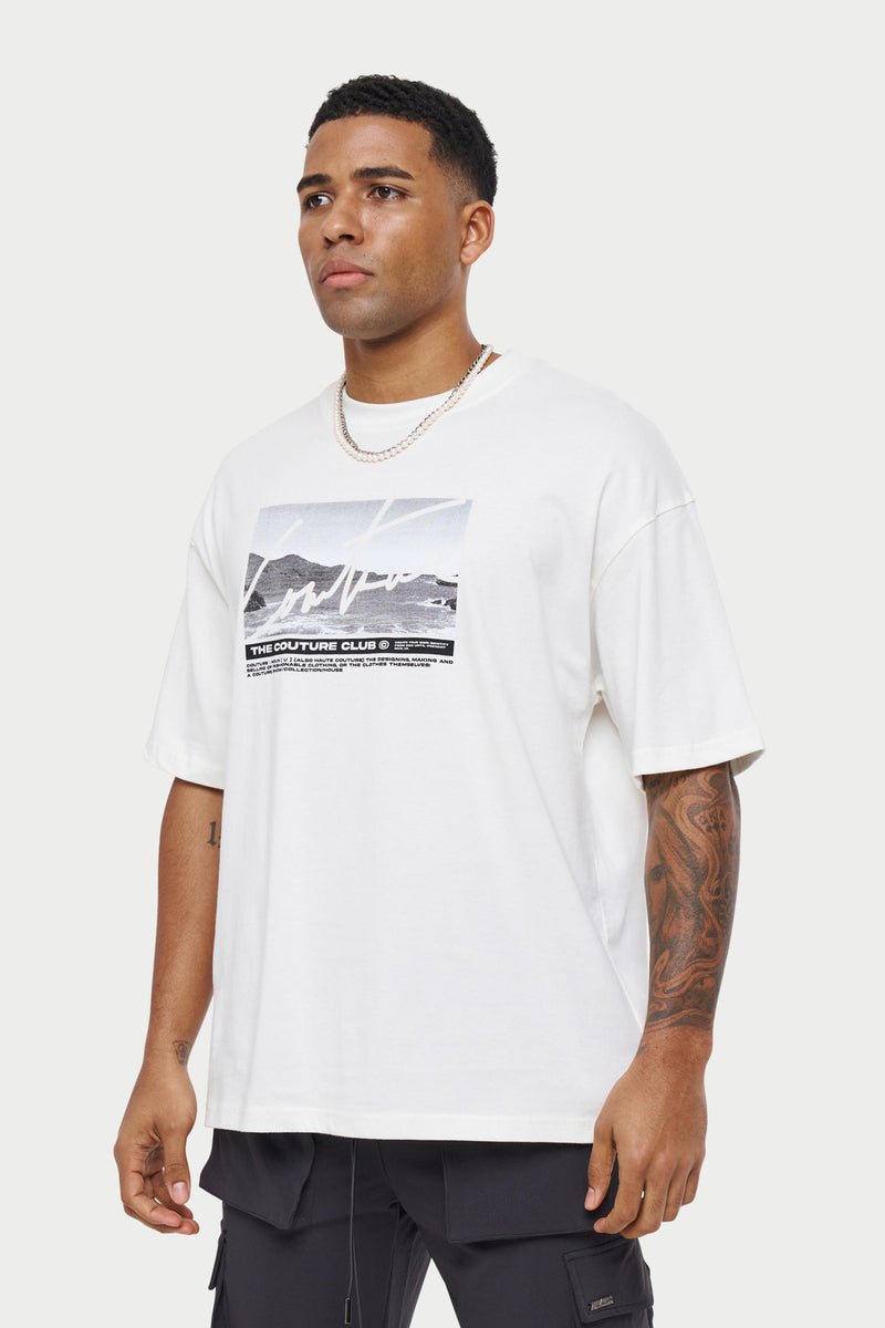PHOTO GRAPHIC RELAXED FIT T SHIRT - OFF WHITE