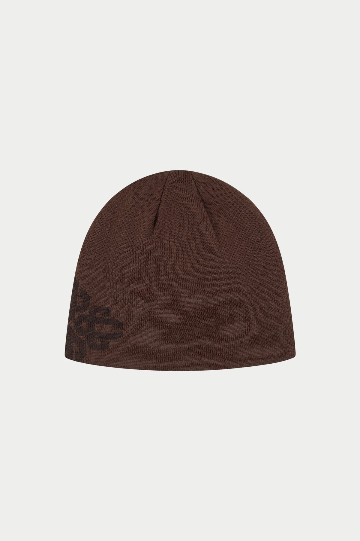 TONAL INTARSIA EMBLEM BEANIE - BROWN