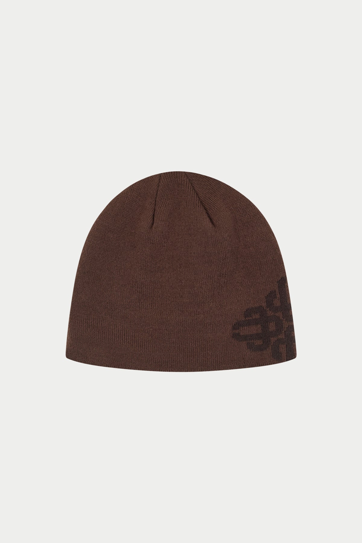 TONAL INTARSIA EMBLEM BEANIE - BROWN
