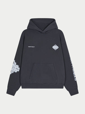 MOTION BLURRED EMBLEM HOODIE - CHARCOAL