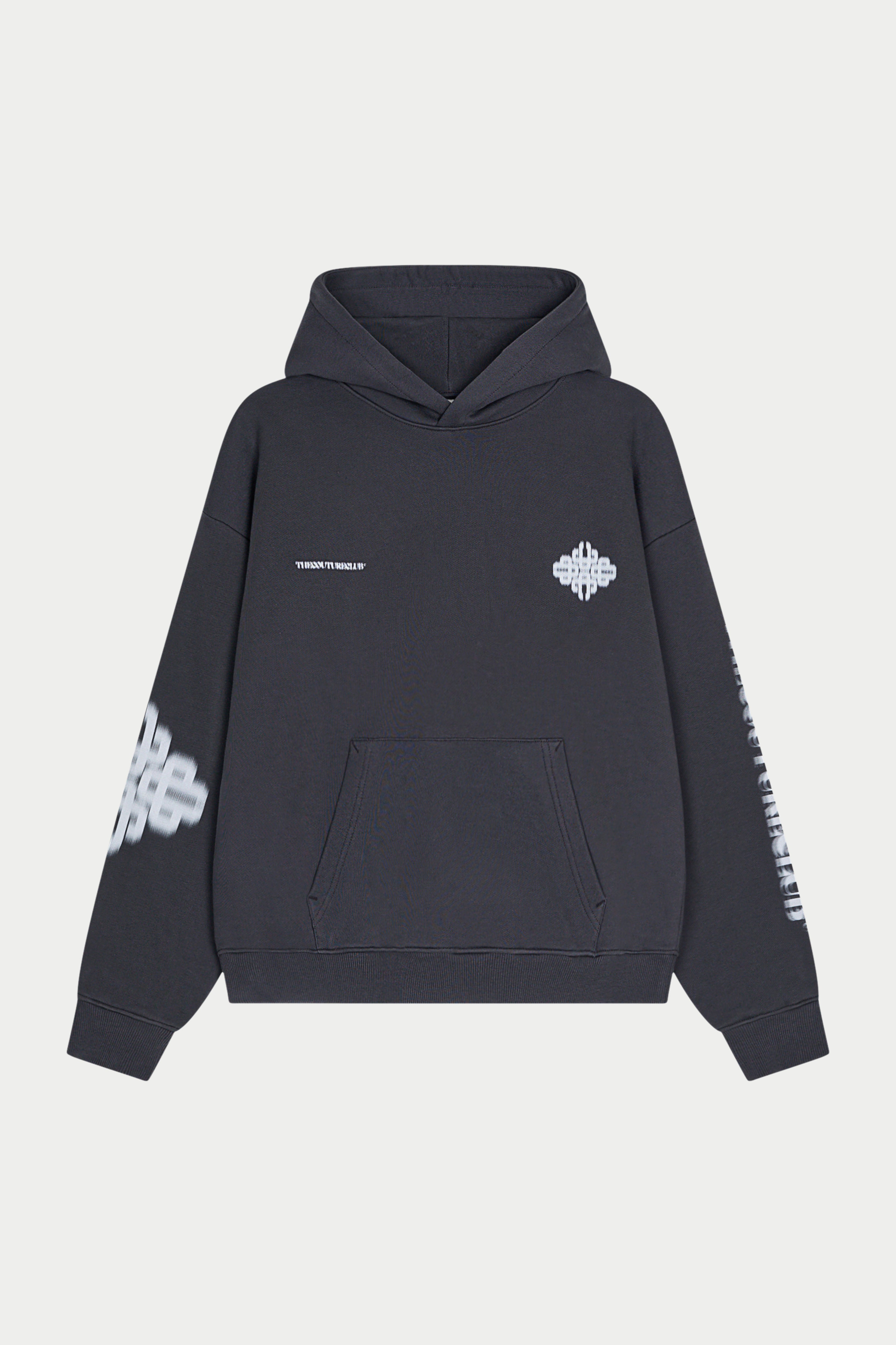 MOTION BLURRED EMBLEM HOODIE - CHARCOAL