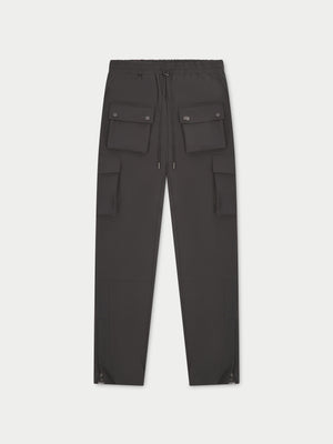 TECHNICAL STRETCH ZIP CARGO PANTS - CHARCOAL