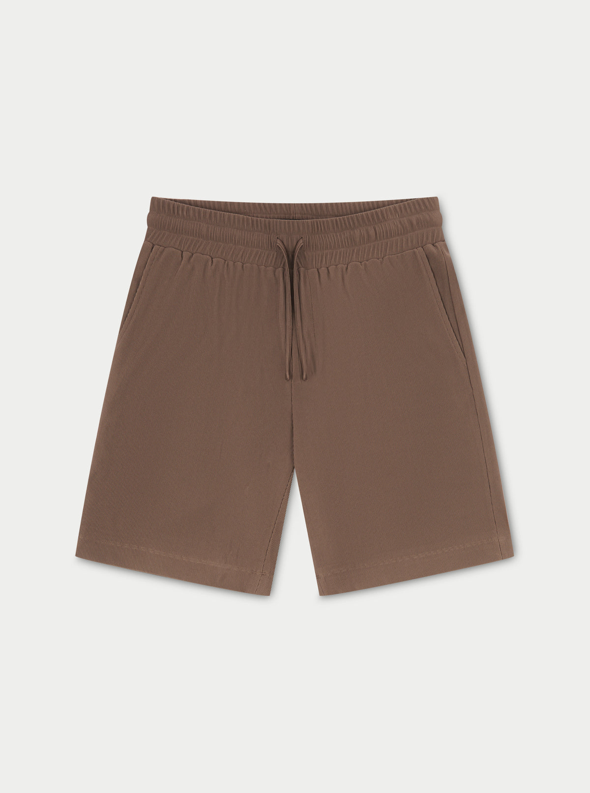 Rib Textured Shorts - Brown