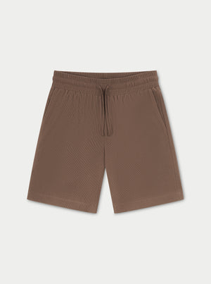 RIB TEXTURED SHORTS - BROWN