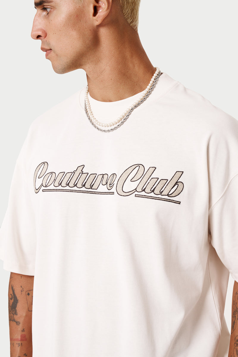 COUTURE CHAINSTITCH T-SHIRT - OFF WHITE