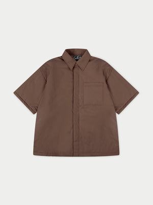 SHORT SLEEVE PADDED SHIRT - BROWN