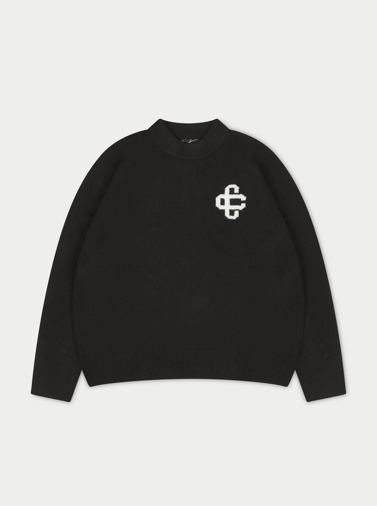 FLUFFY KNIT EMBLEM CREW - BLACK – The Couture Club