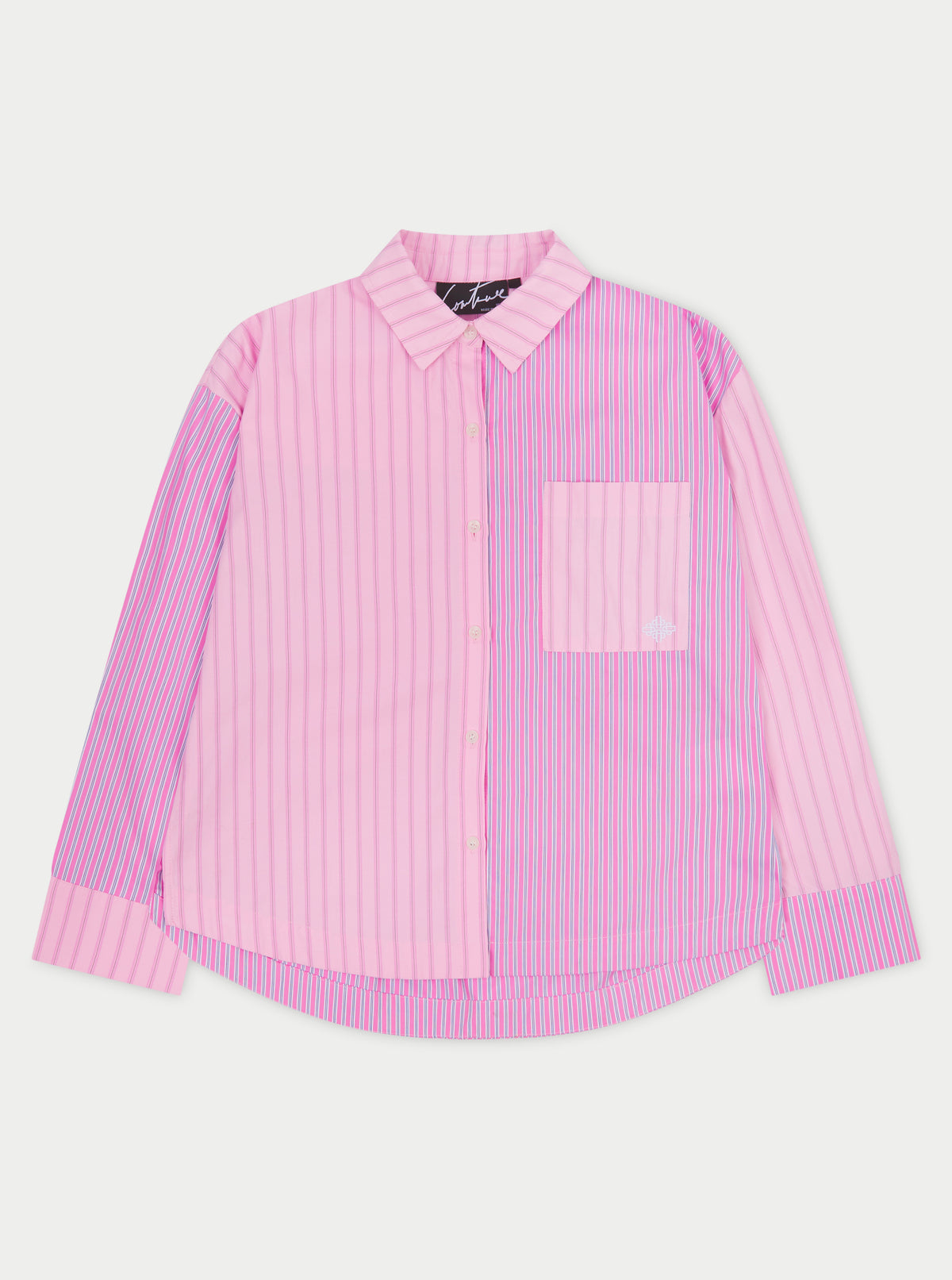 Spliced Stripe Shirt - Pink