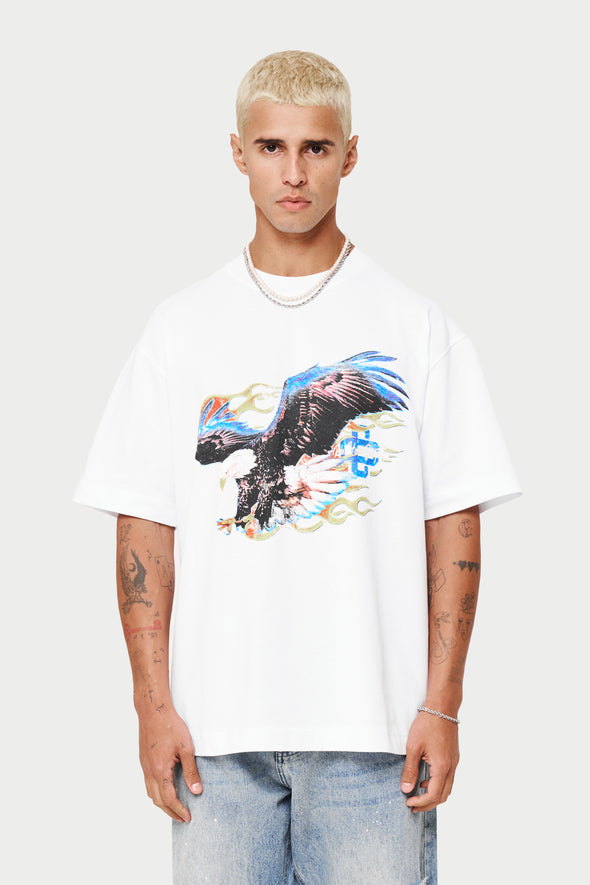 GRAPHIC FLAME VINTAGE T-SHIRT - WHITE