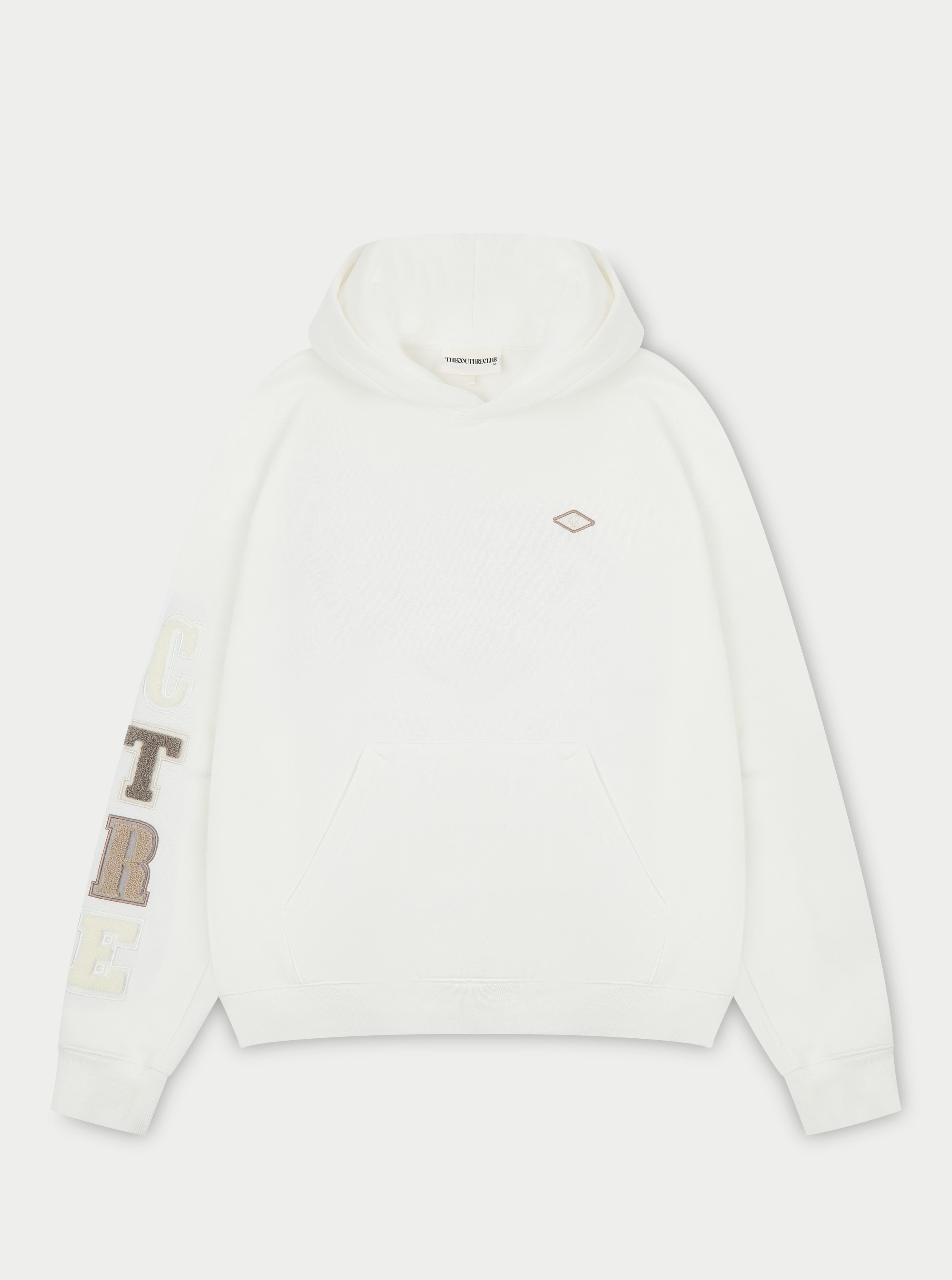 MULTIBADGE CHENILLE HOODIE - OFF WHITE
