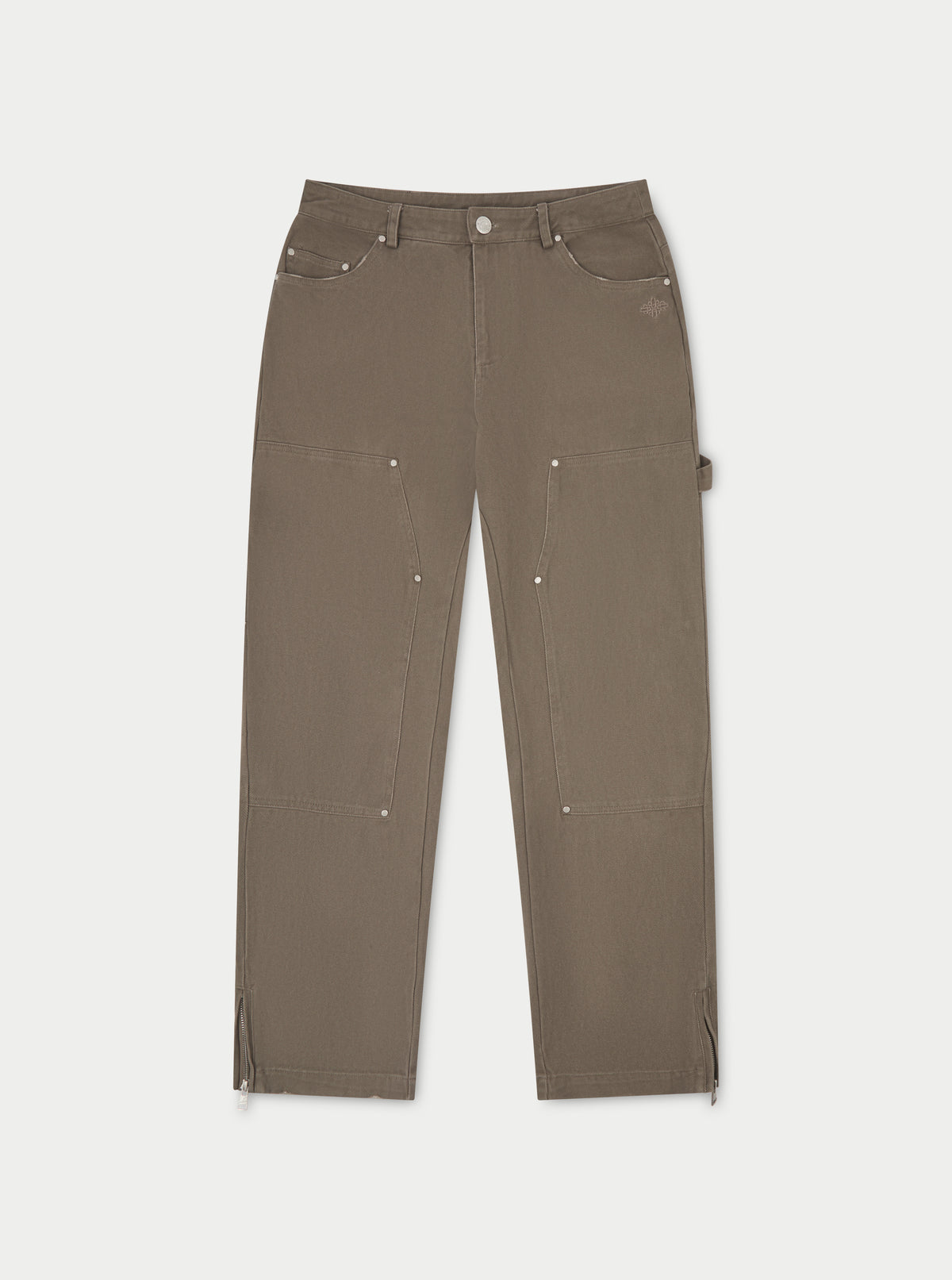 Twill Rivet Detail Carpenter Pant - Brown