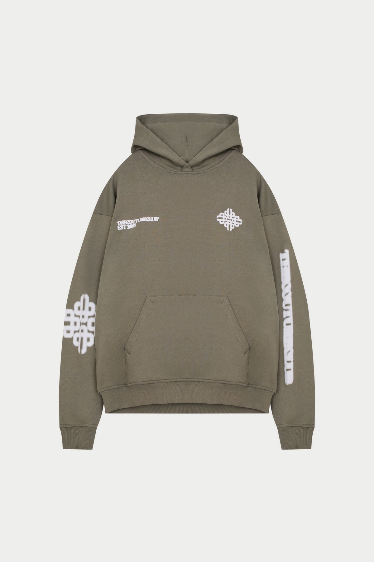 Blurred Emblem Graphic Hoodie - Khaki