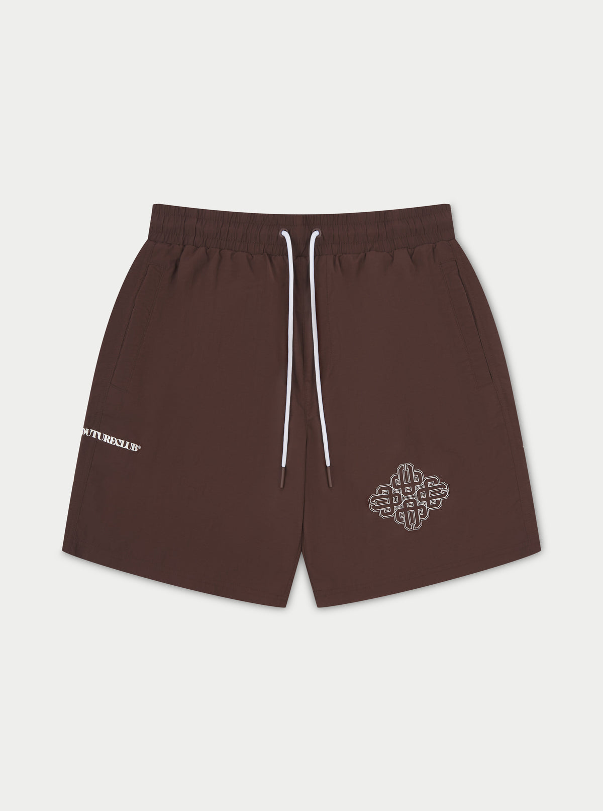 COPYRIGHT EMBLEM MID LENGTH SWIM SHORTS - BROWN