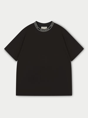 JACQUARD COLLAR T-SHIRT - BLACK