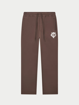 HEAVYWEIGHT MONOGRAM APPLIQUE EMBLEM JOGGERS - BROWN