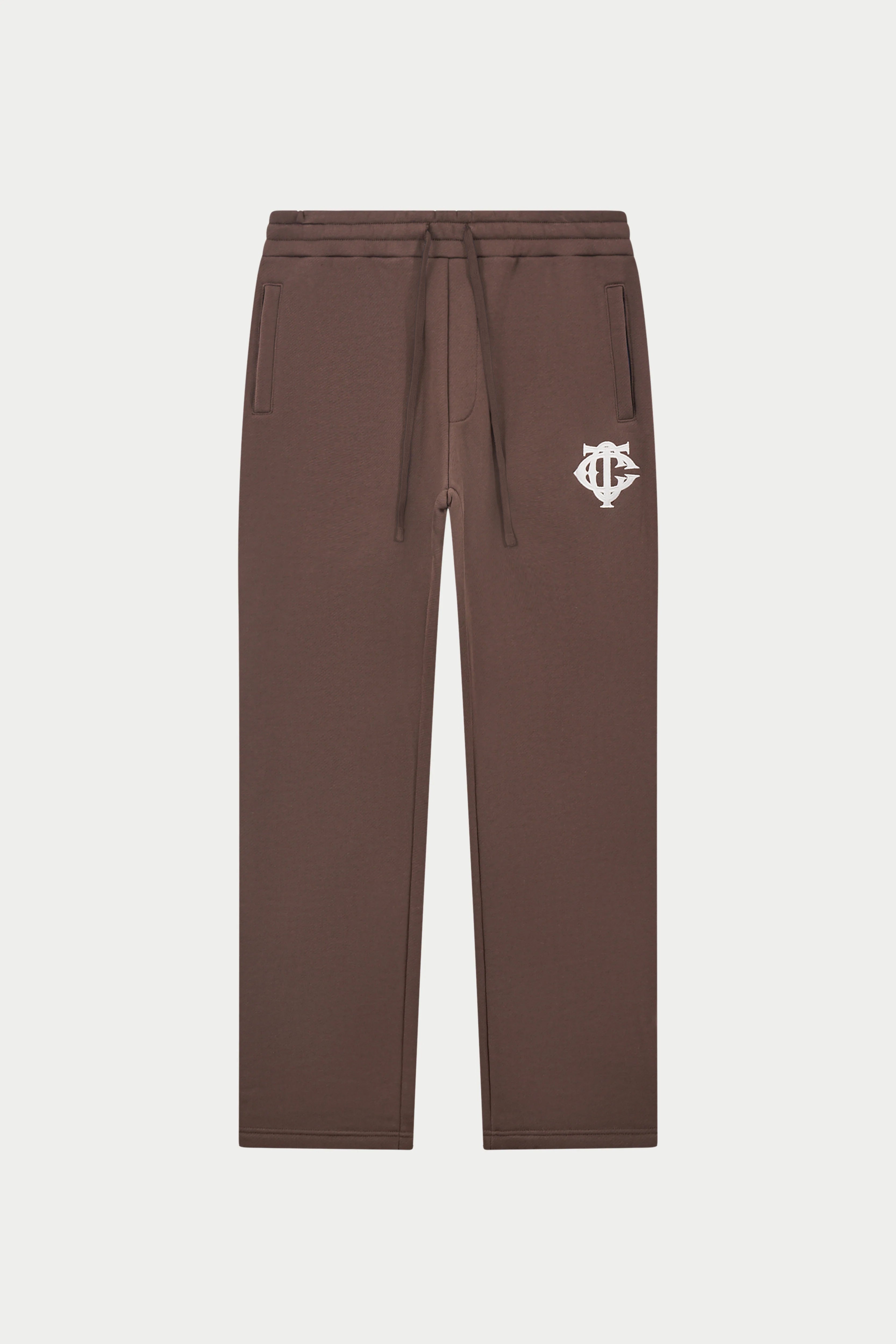 HEAVYWEIGHT MONOGRAM APPLIQUE EMBLEM JOGGERS - BROWN