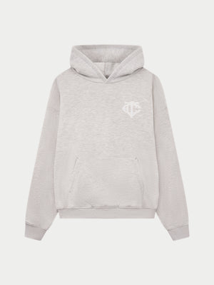 HEAVYWEIGHT MONOGRAM APPLIQUE EMBLEM HOODIE - GREY MARL
