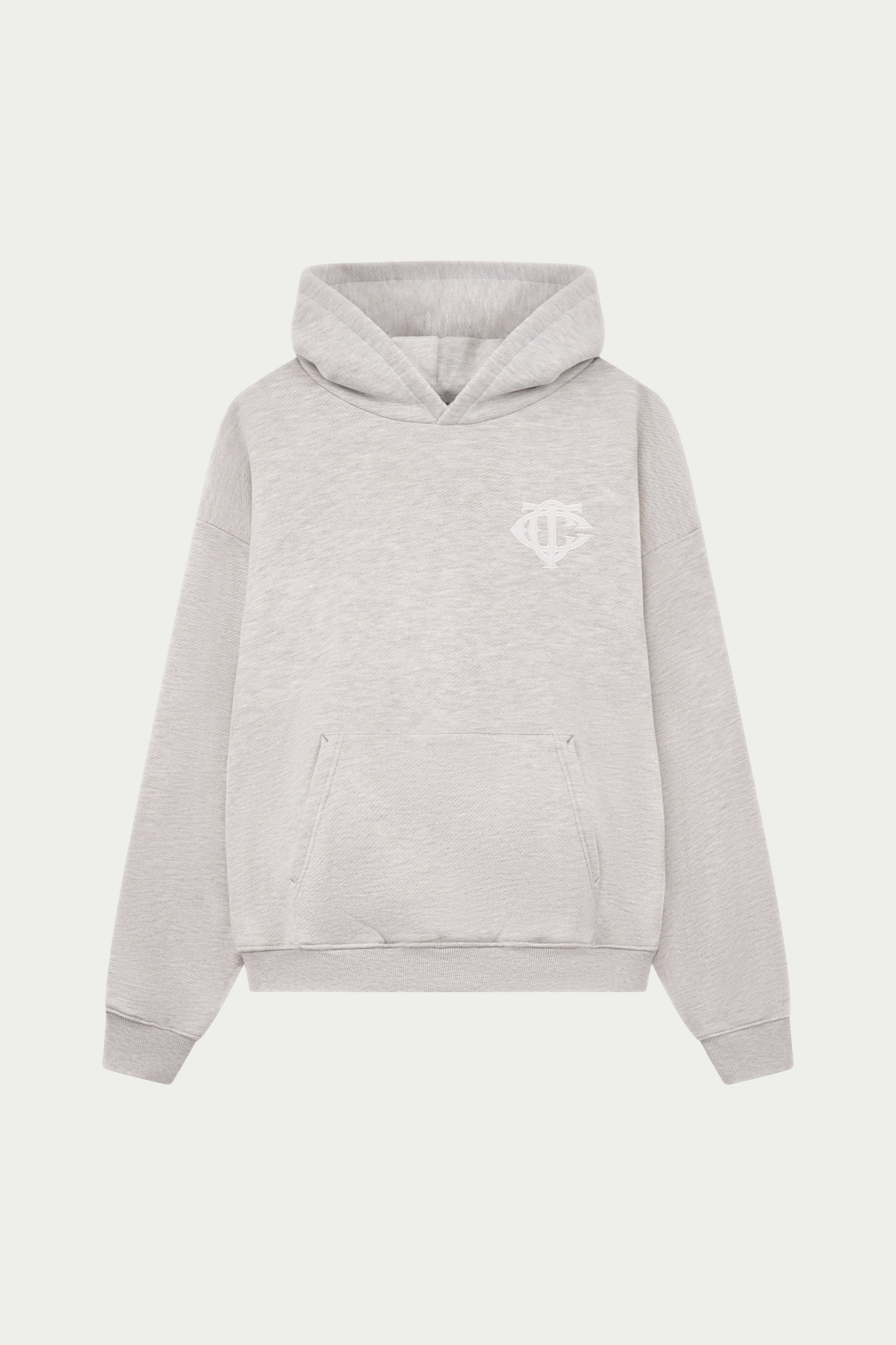 HEAVYWEIGHT MONOGRAM APPLIQUE EMBLEM HOODIE - GREY MARL