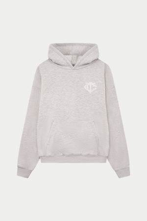 HEAVYWEIGHT MONOGRAM APPLIQUE EMBLEM HOODIE - GREY MARL