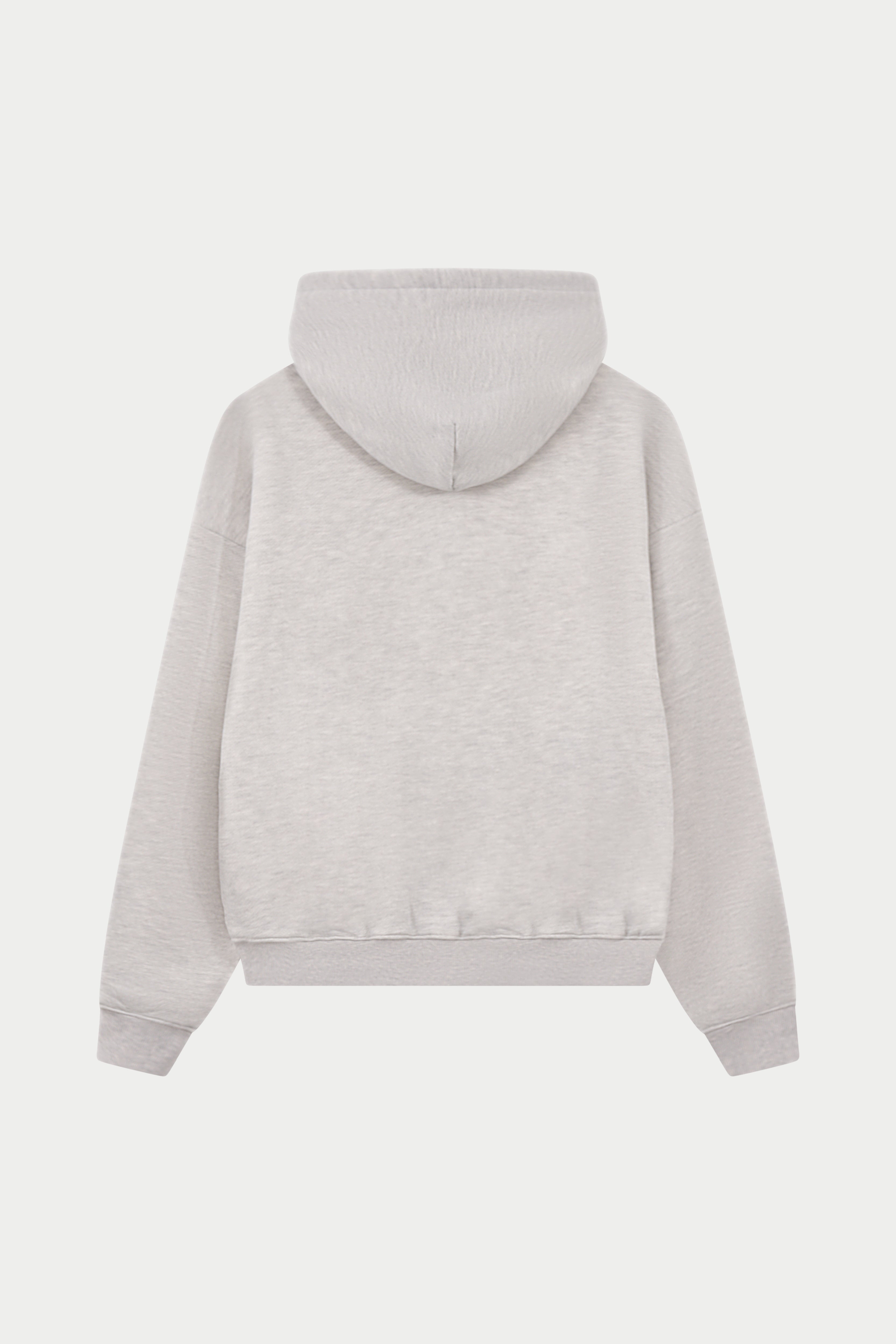 HEAVYWEIGHT MONOGRAM APPLIQUE EMBLEM HOODIE - GREY MARL