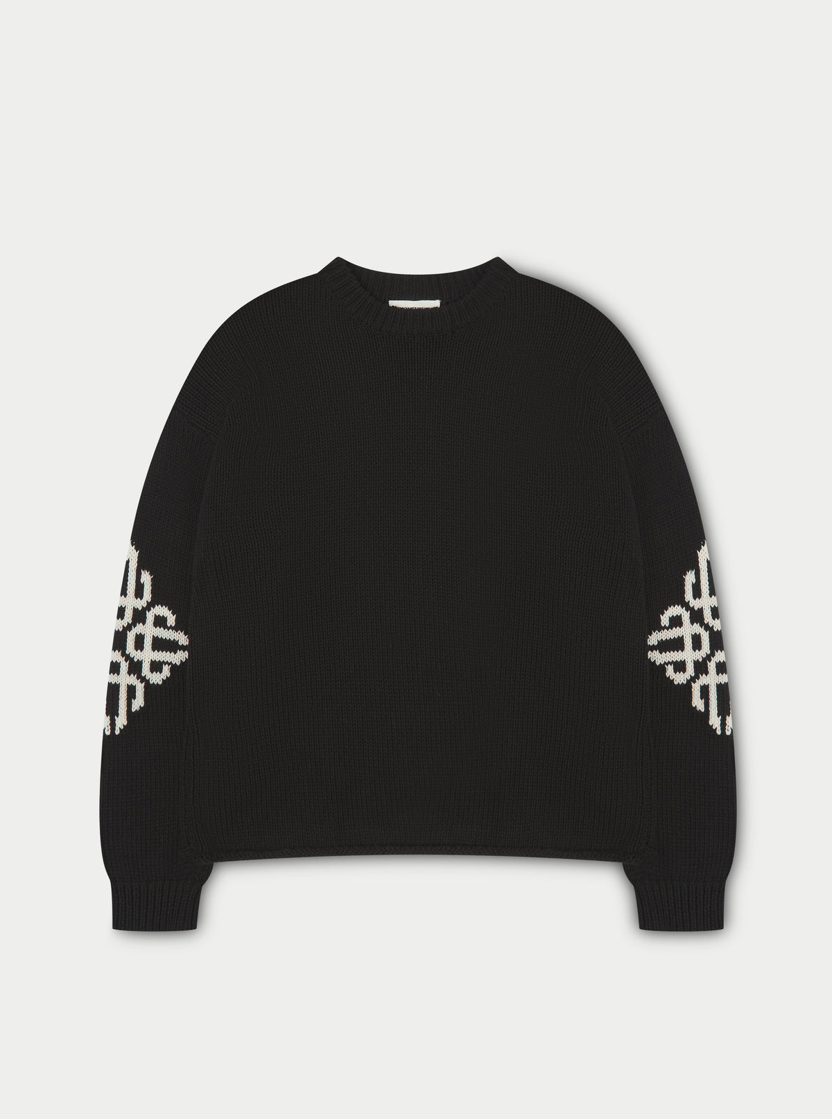 Chunky Knit Emblem Jumper - Black