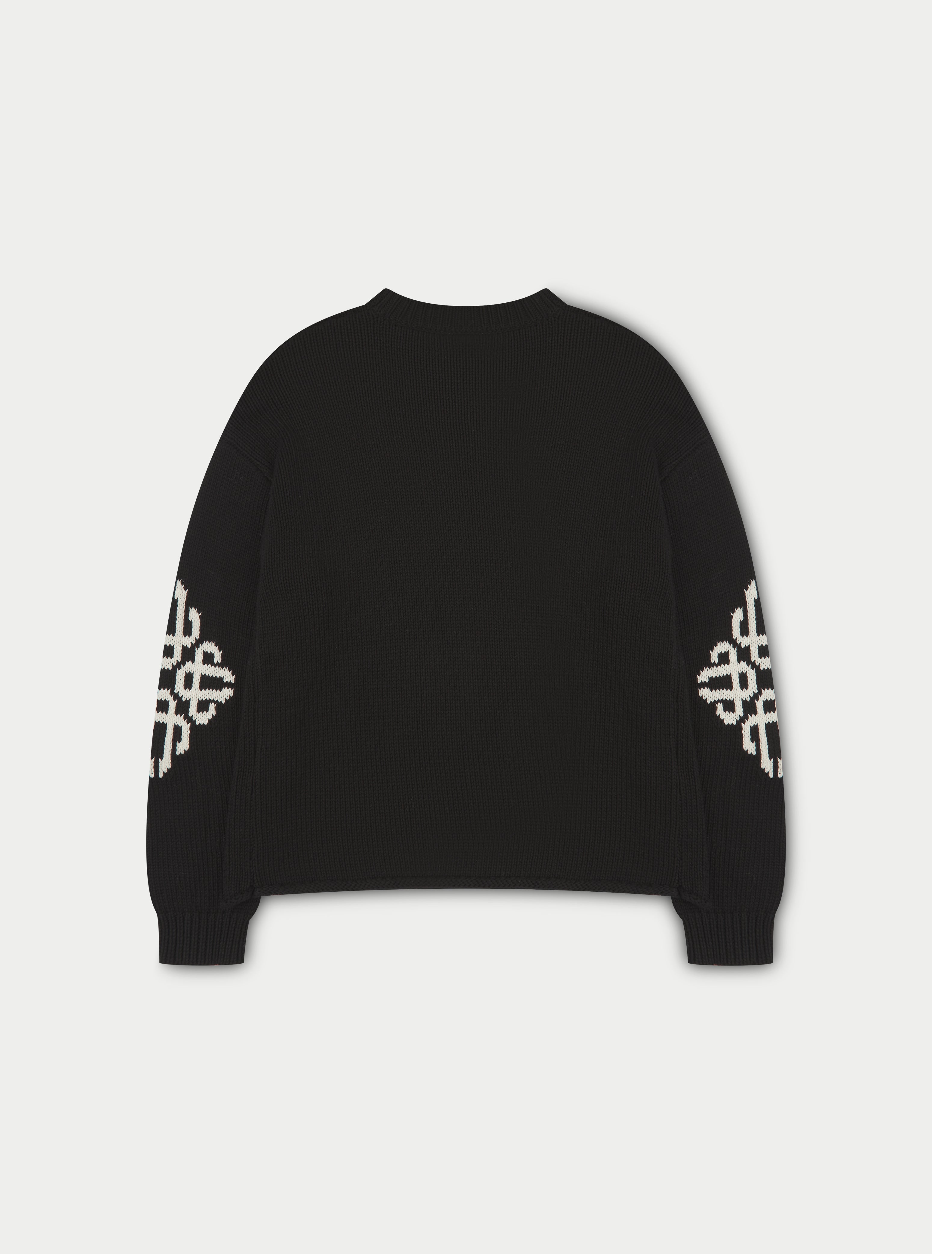 CHUNKY KNIT EMBLEM JUMPER - BLACK