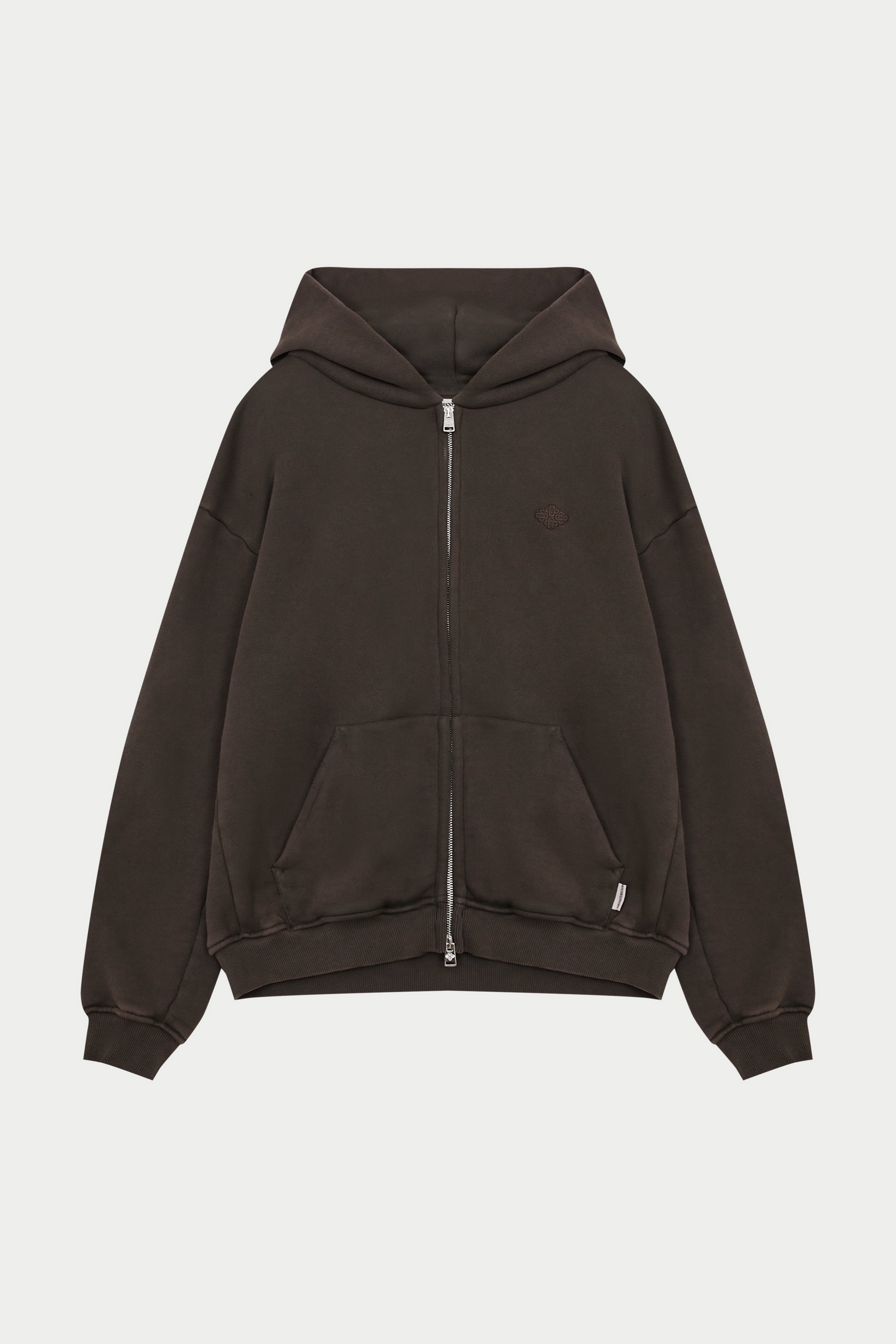 LAUNDERED CLASSICS ZIP THROUGH HOODIE - WASHED BROWN