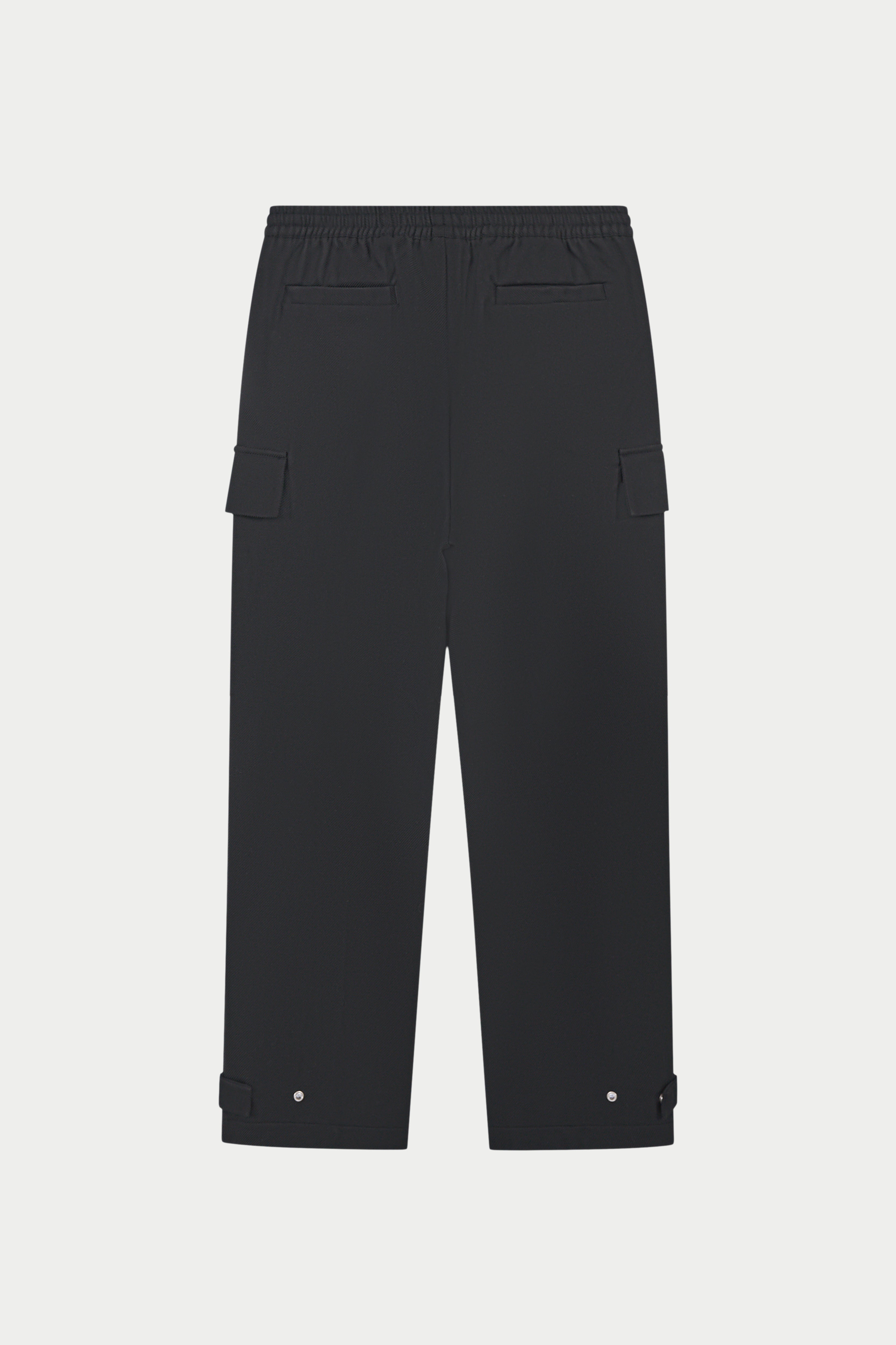 PLEATED WIDE LEG WOOL BLEND TROUSERS - BLACK