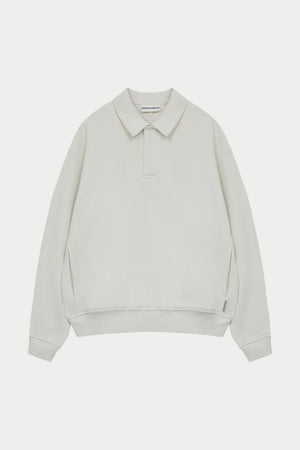 LAUNDERED CLASSICS POLO SWEATSHIRT - ECRU