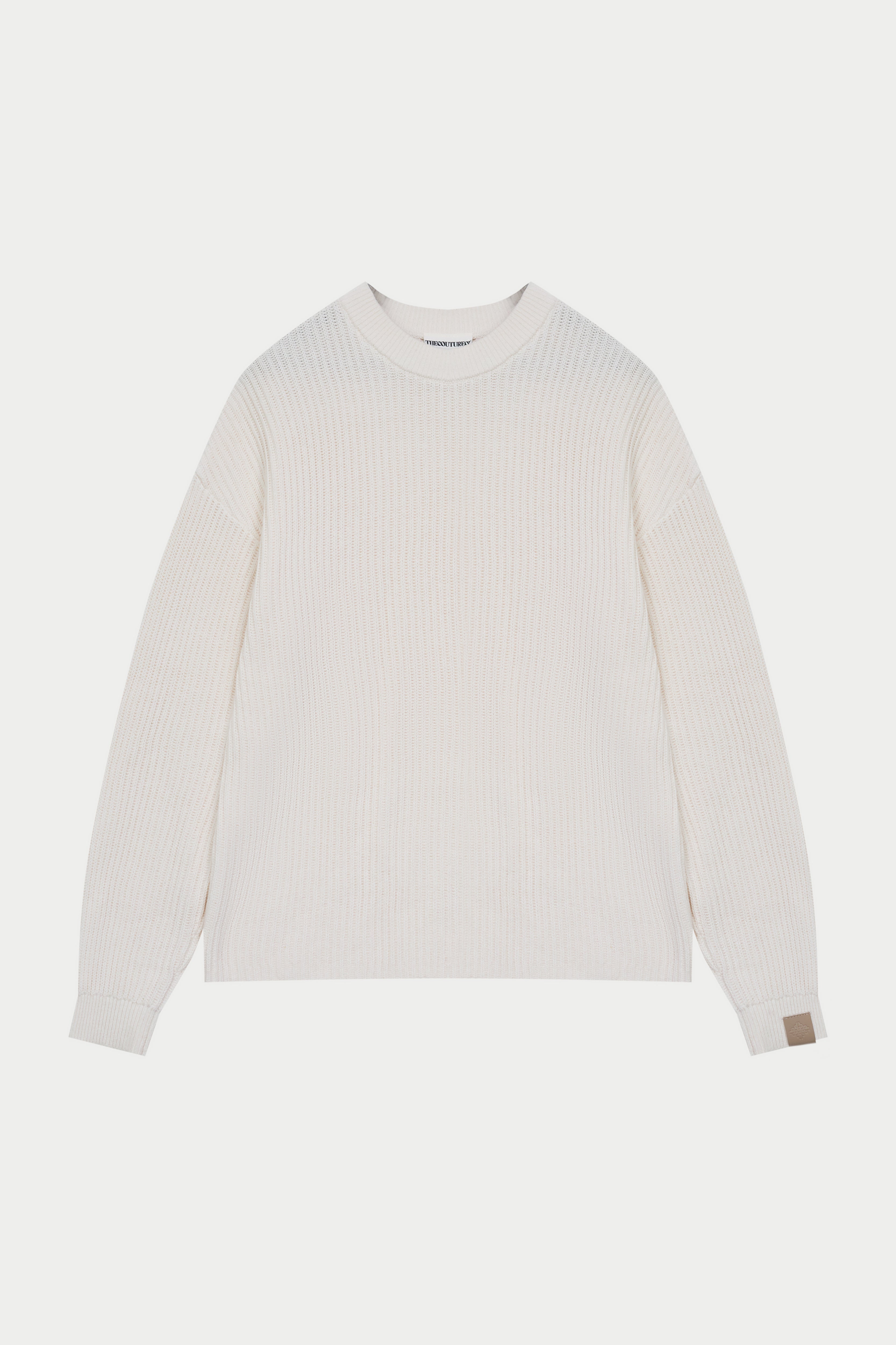 HEAVY WASHED RIBBED KNIT CREW - STONE