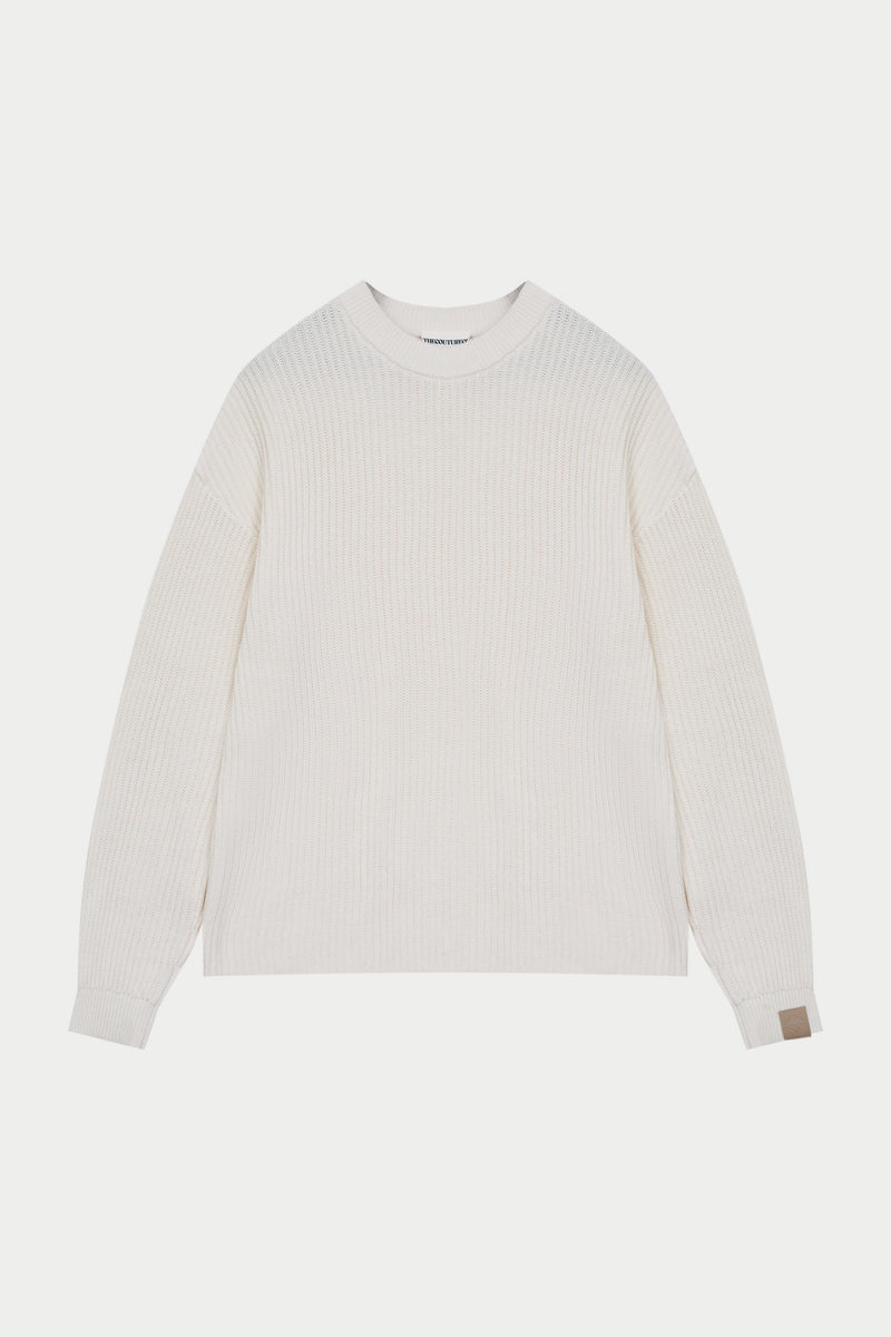 HEAVY WASHED RIBBED KNIT CREW - STONE – The Couture Club