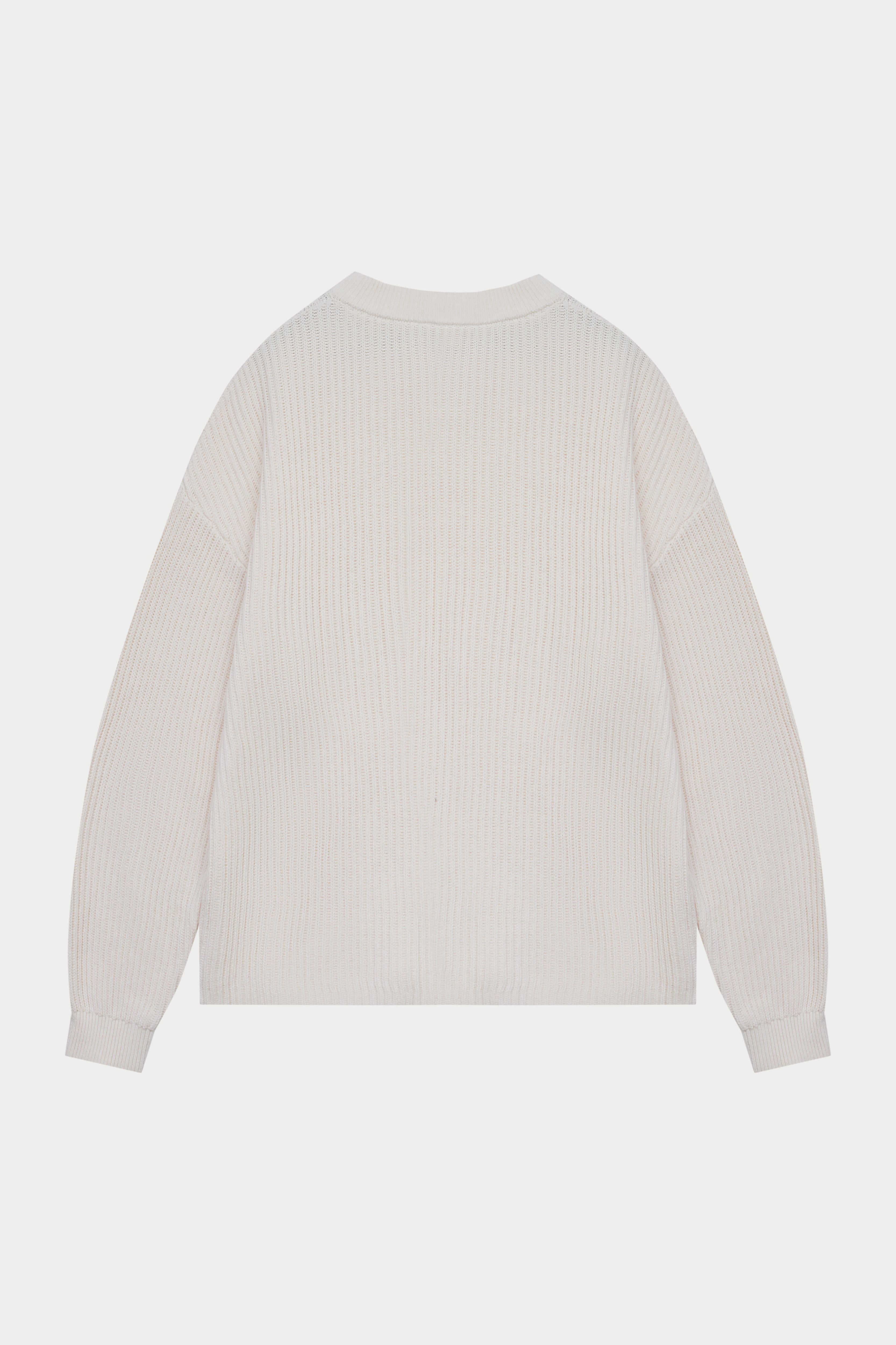 HEAVY WASHED RIBBED KNIT CREW - STONE