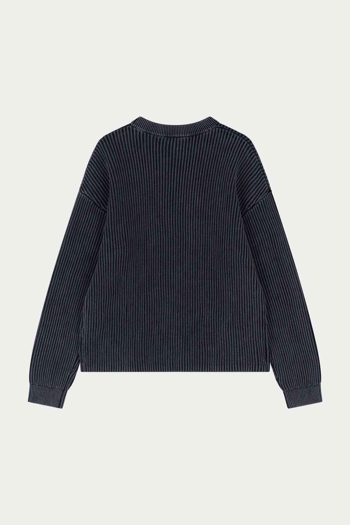 HEAVY WASHED RIBBED KNIT CREW - PETROL
