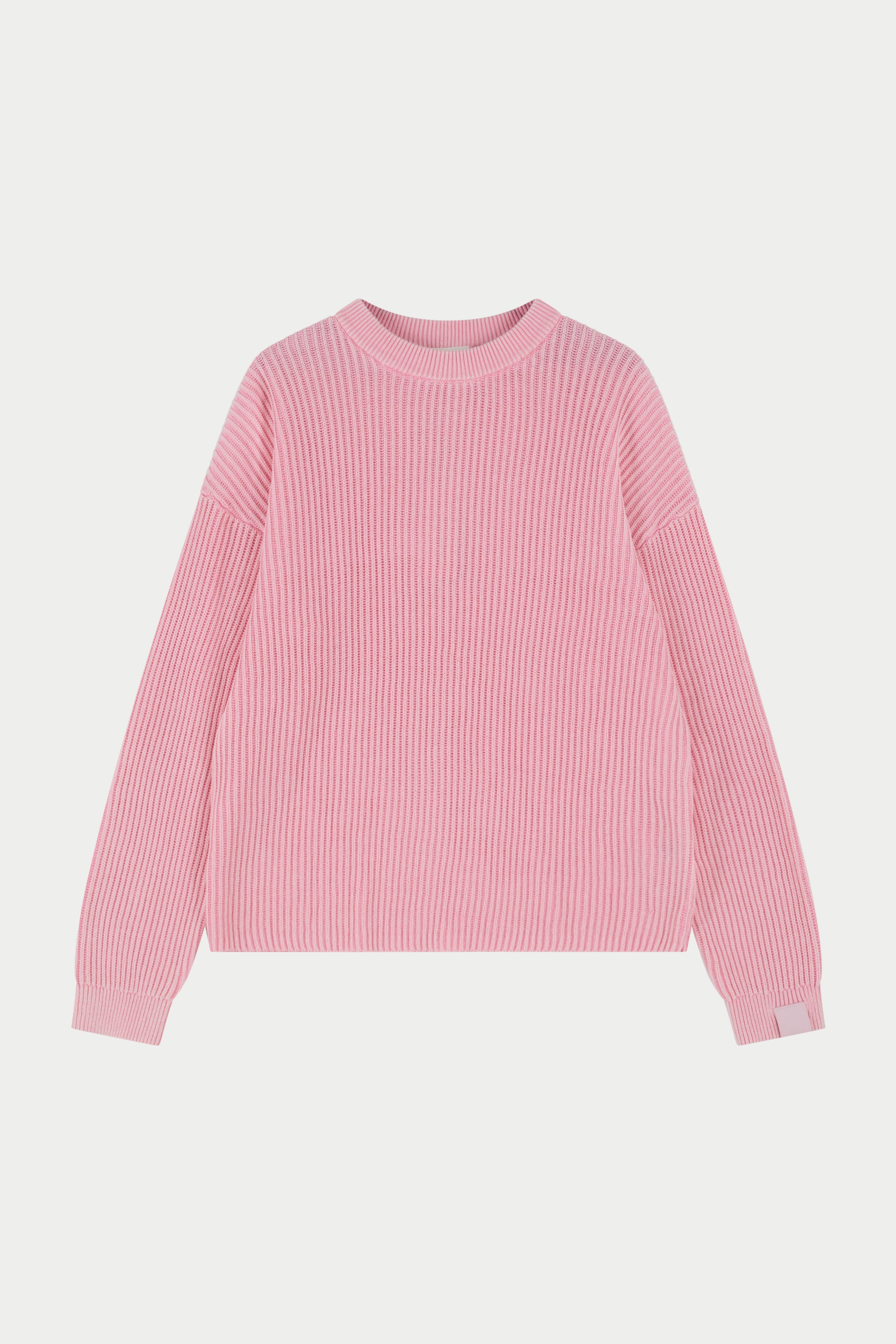 HEAVY WASHED RIBBED KNIT CREW - PINK